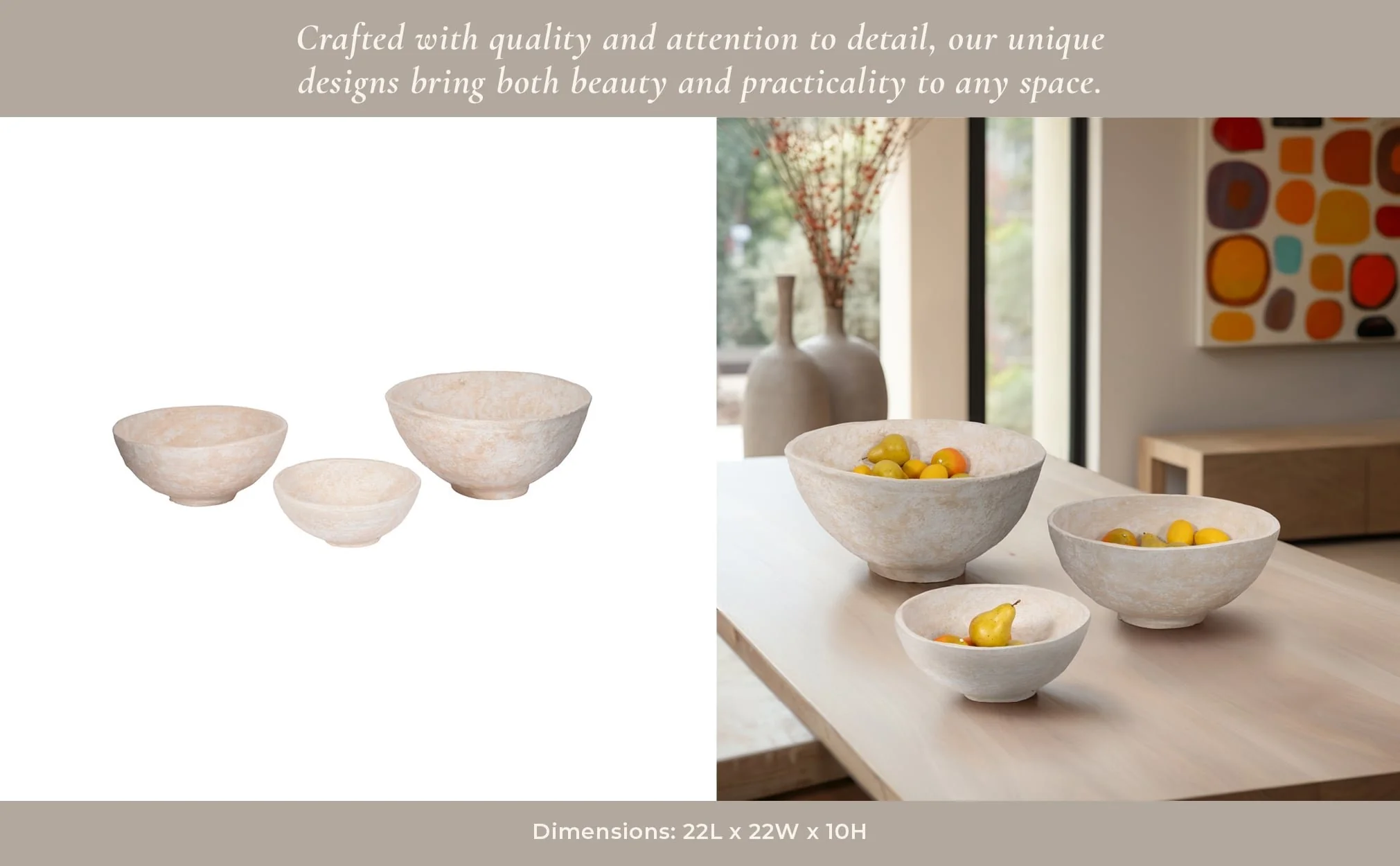 S/3 14/18/22" Paper Mache Bowls, White - Image 10