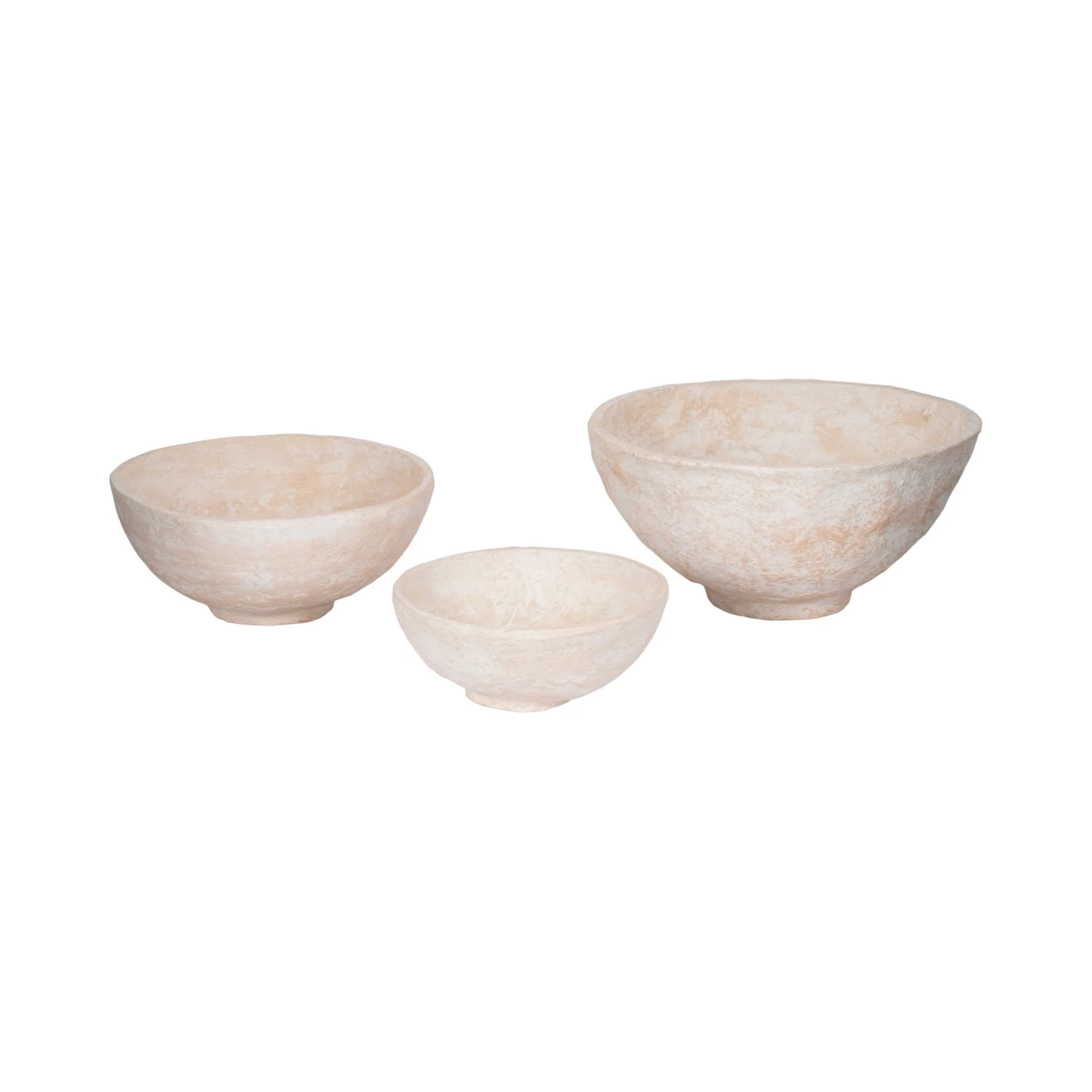 S/3 14/18/22" Paper Mache Bowls, White - Image 3