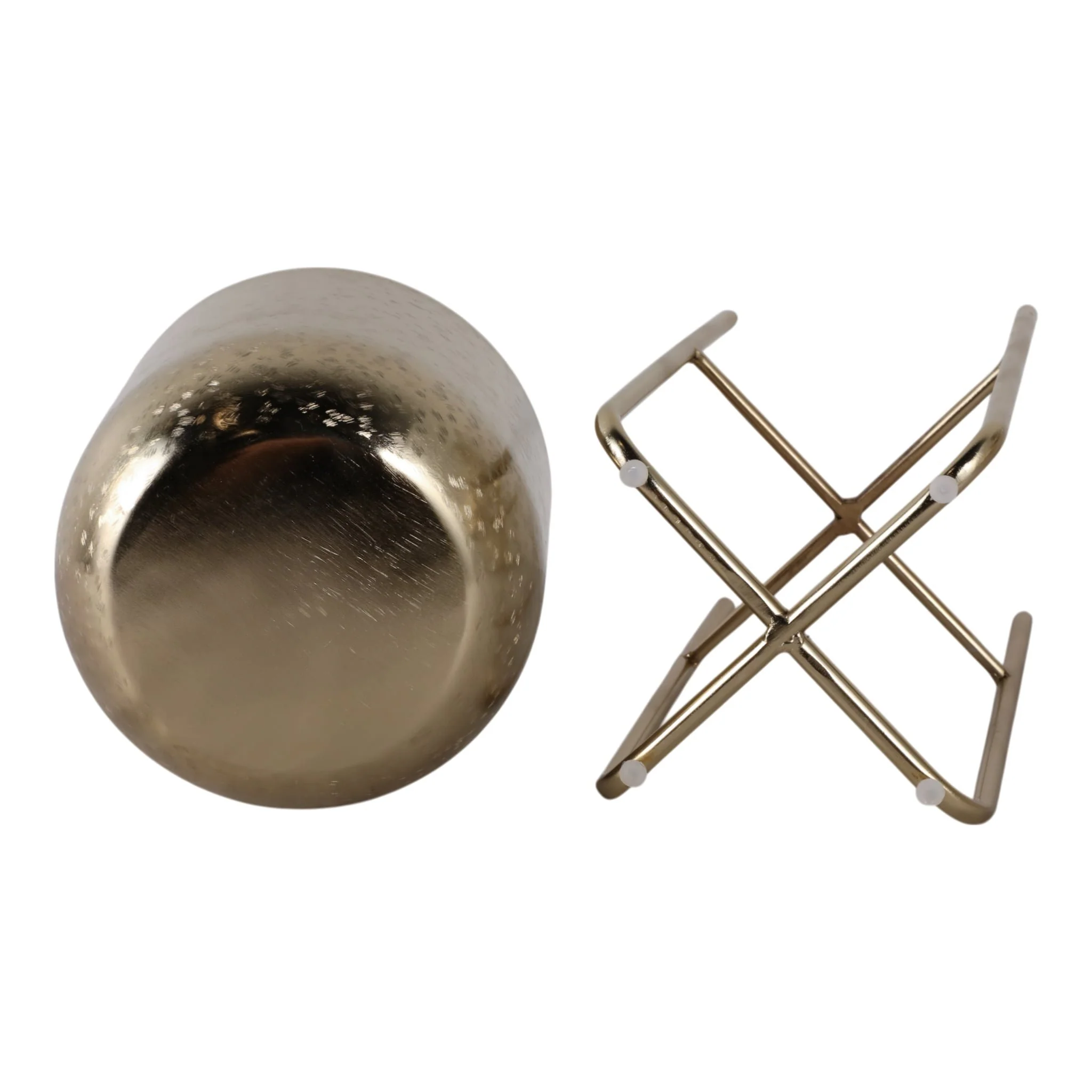 S/3 15/20/27" Etched Metal Planter On Stand, Gold - Image 8