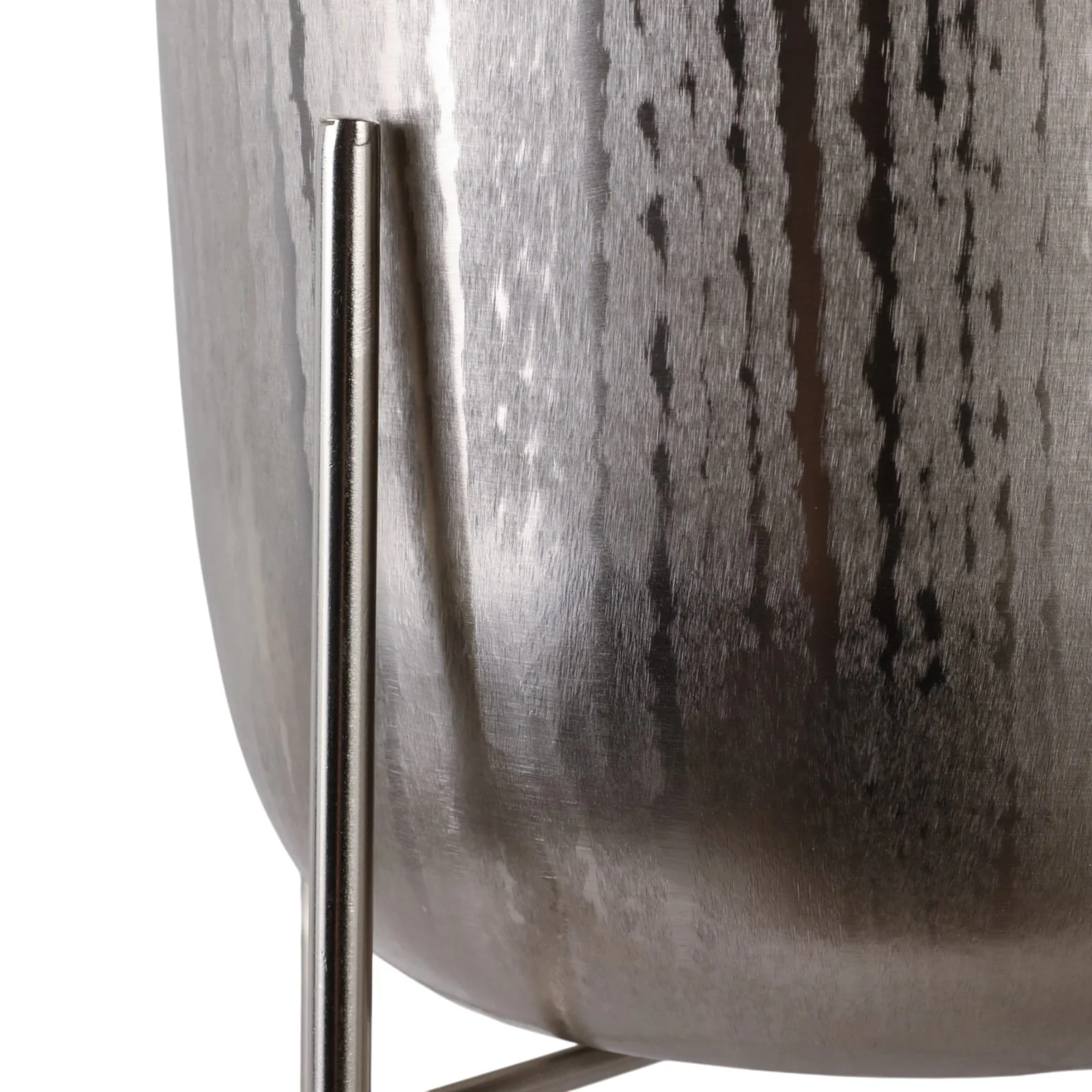 S/3 15/20/27" Etched Metal Planter On Stand, Silve - Image 5