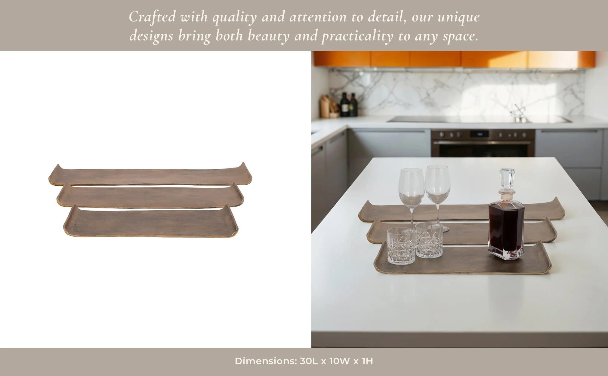 S/3 20/24/30" Rectangular Curled Trays, Antiqued G - Image 9