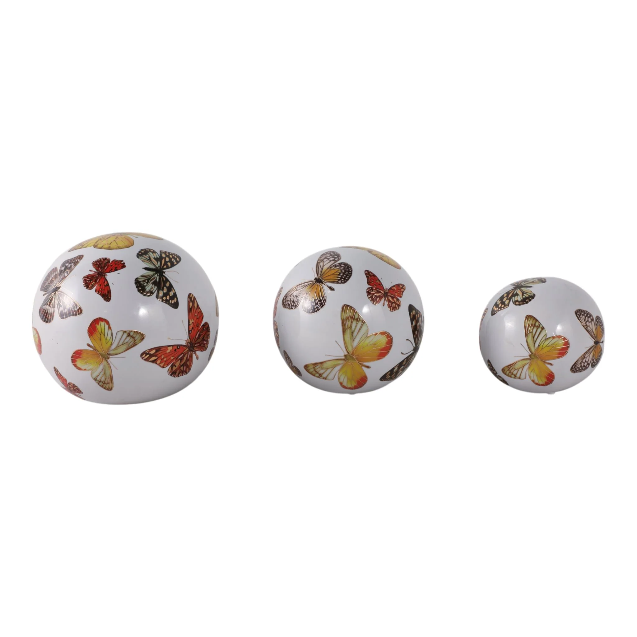 S/3 4/5/6" Butterfly Print Orbs, Multi - Image 2