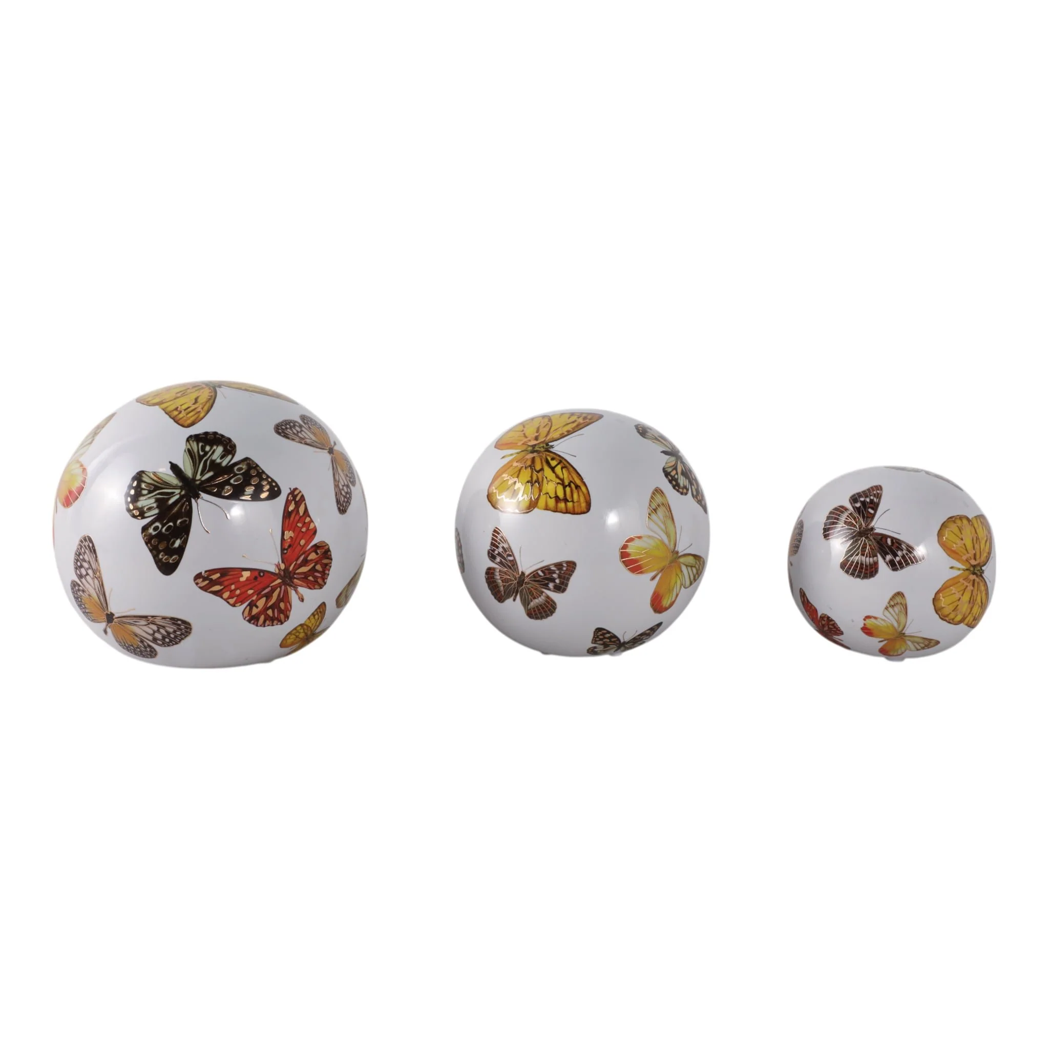 S/3 4/5/6" Butterfly Print Orbs, Multi - Image 4
