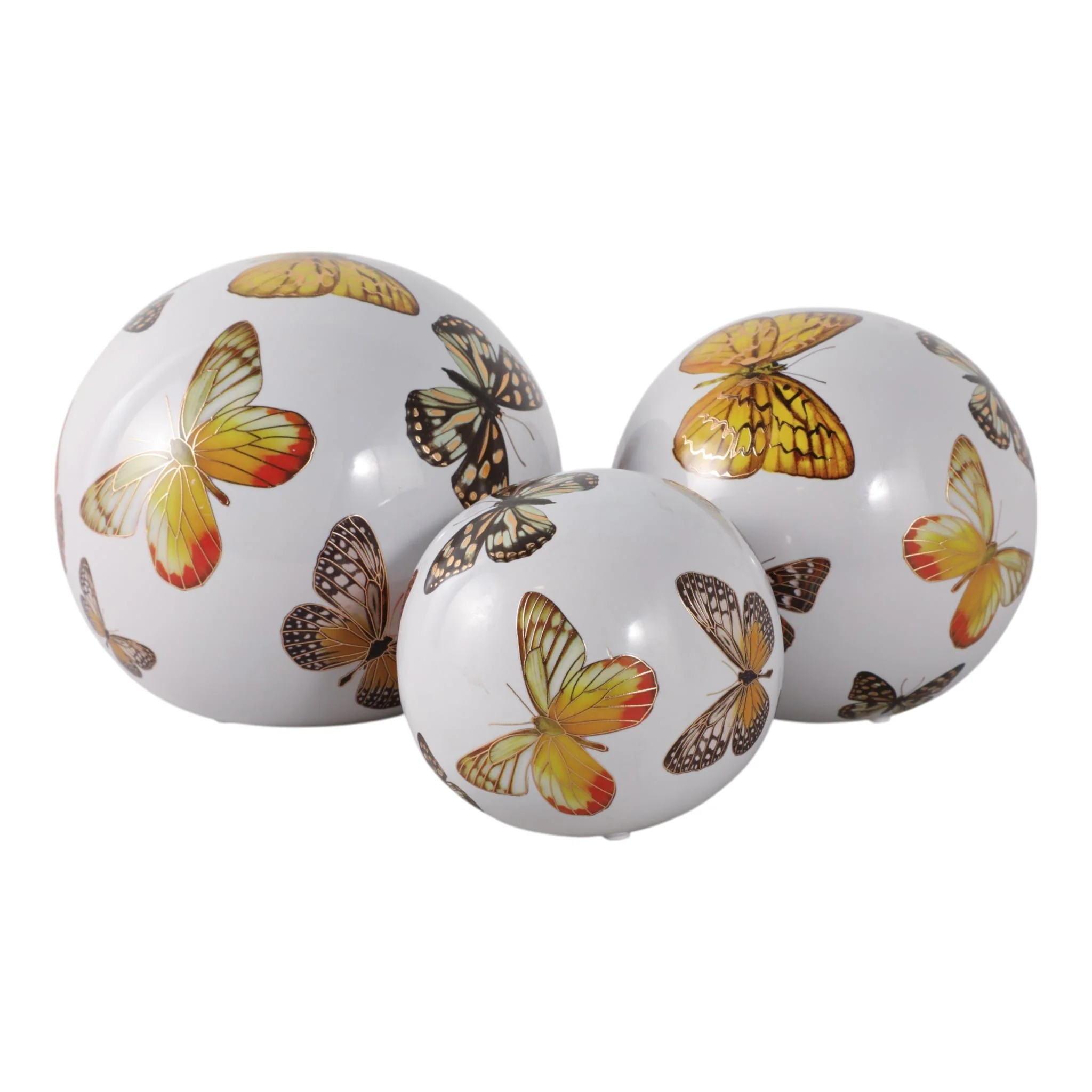 S/3 4/5/6" Butterfly Print Orbs, Multi - Image 5