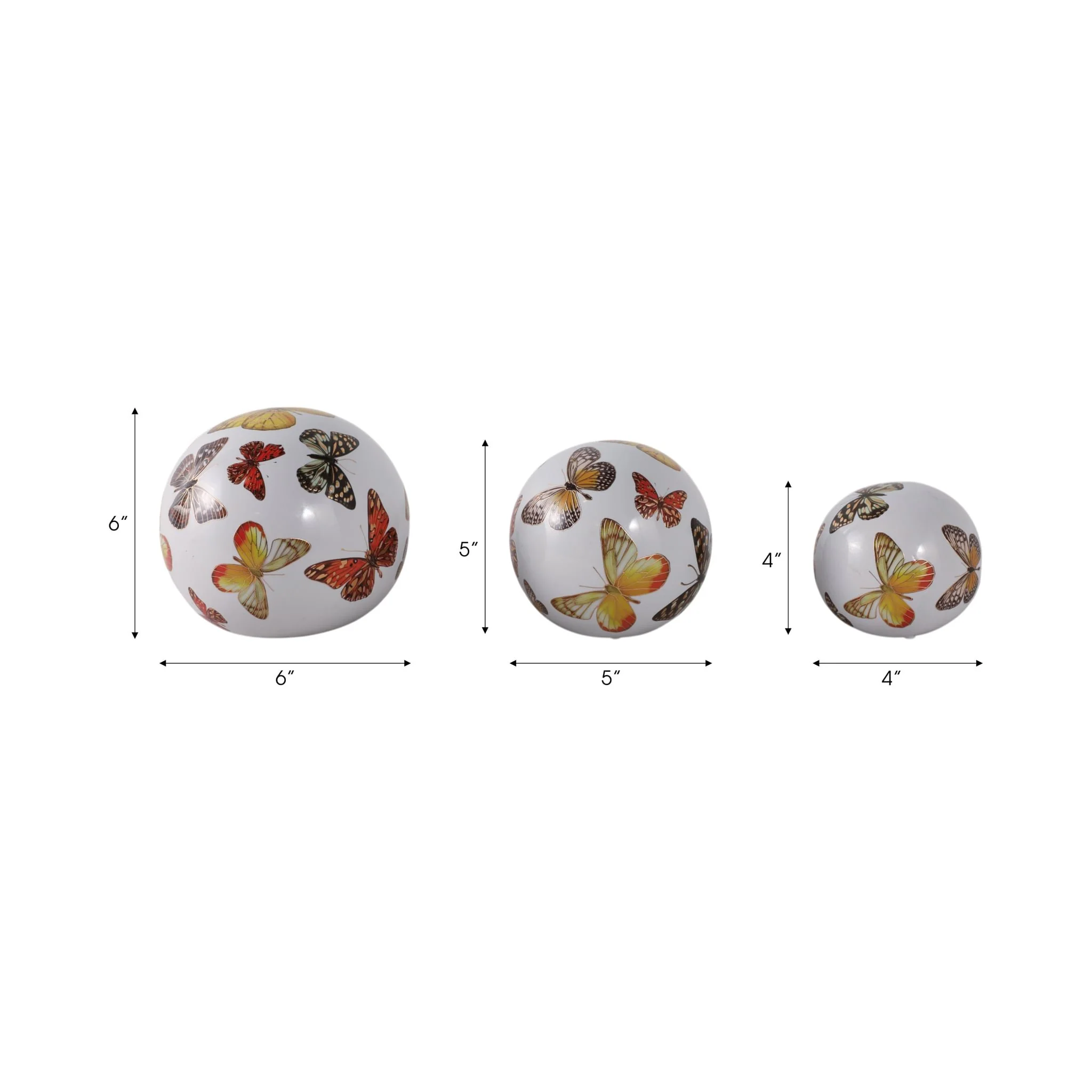 S/3 4/5/6" Butterfly Print Orbs, Multi - Image 7