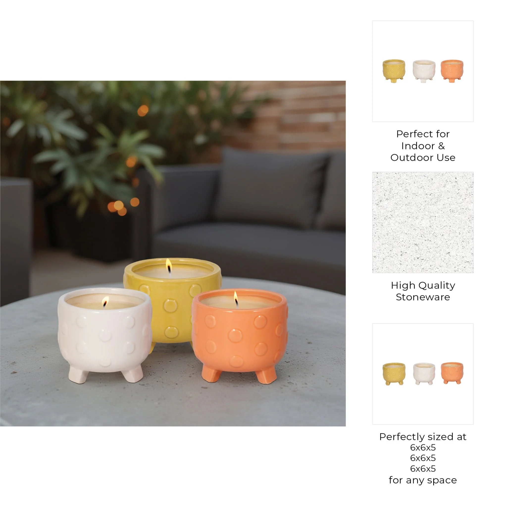 S/3, 5" Big Dot Footed Planter, Citro Candle 16oz - Image 7