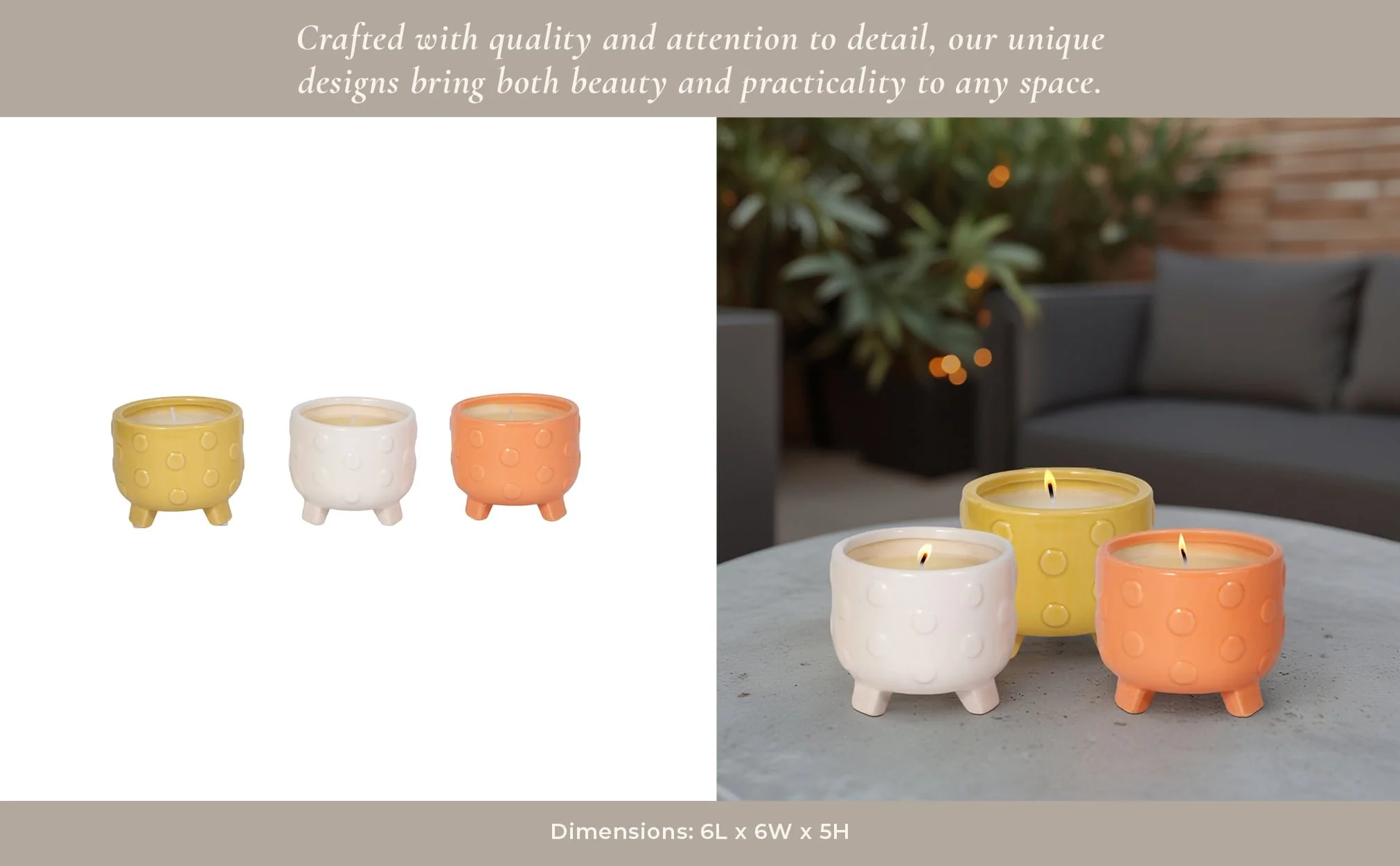 S/3, 5" Big Dot Footed Planter, Citro Candle 16oz - Image 9