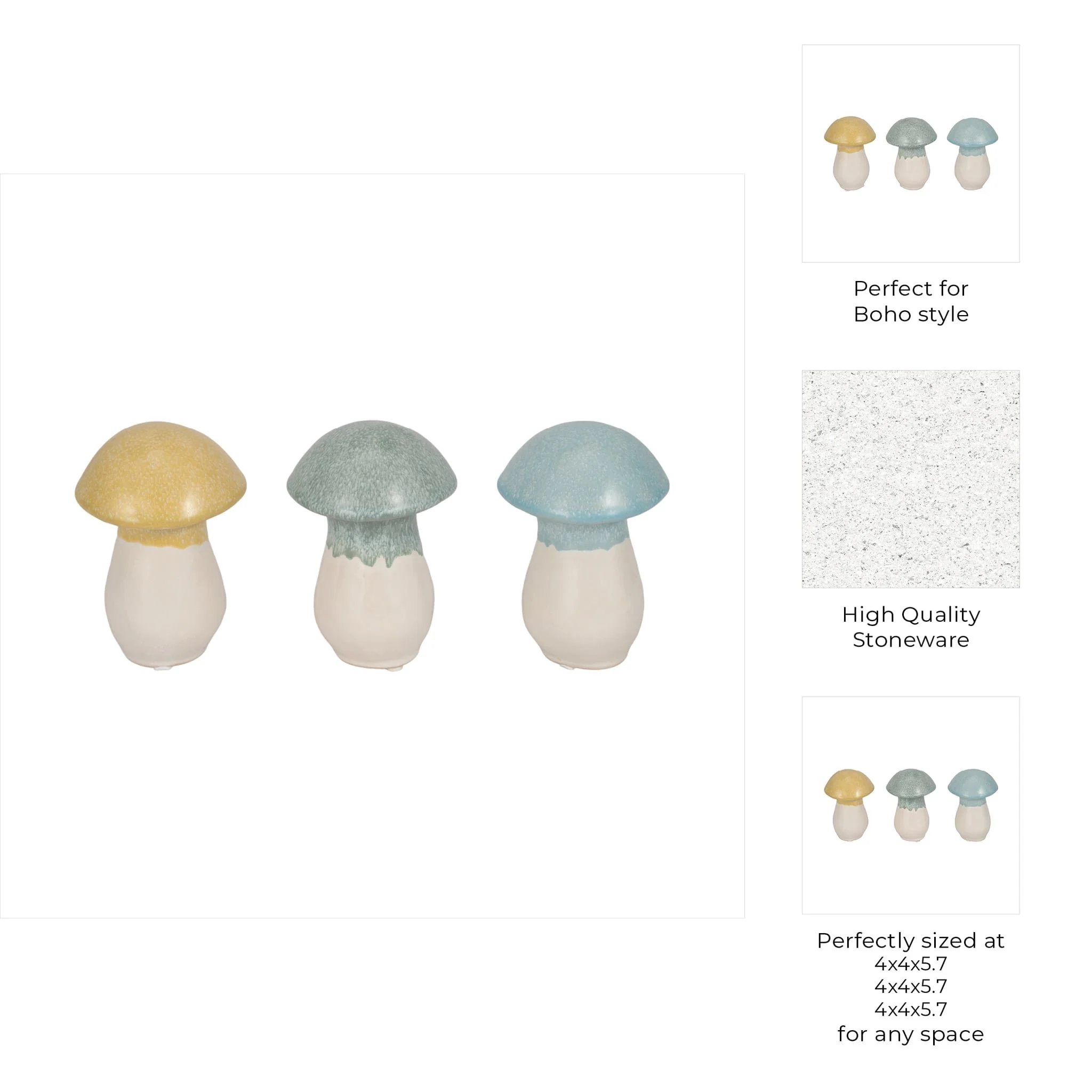 S/3,  5" Colorful Top Mushrooms, Multi - Image 9