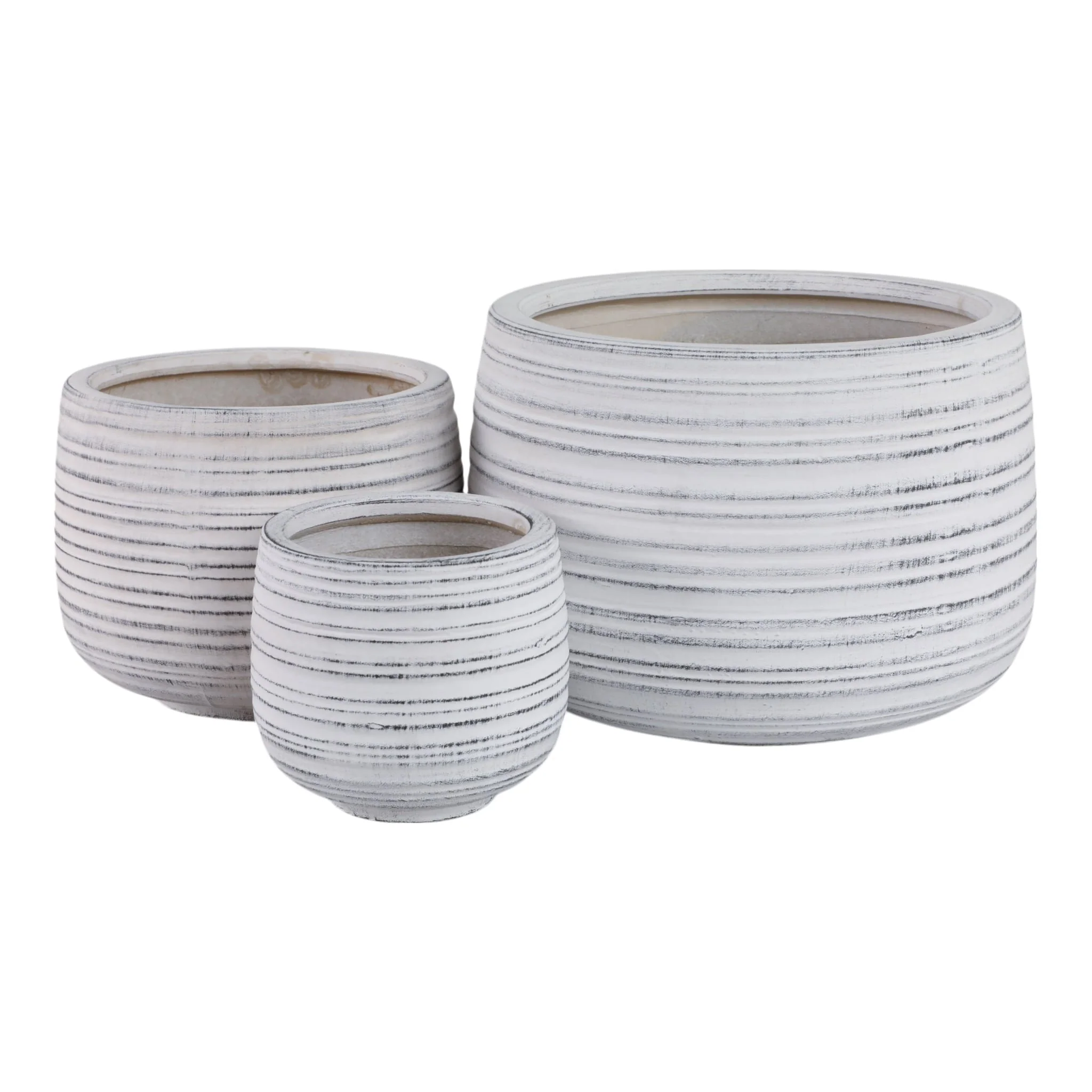 S/3 6/9/11" Ribbed Planters, White - Image 5