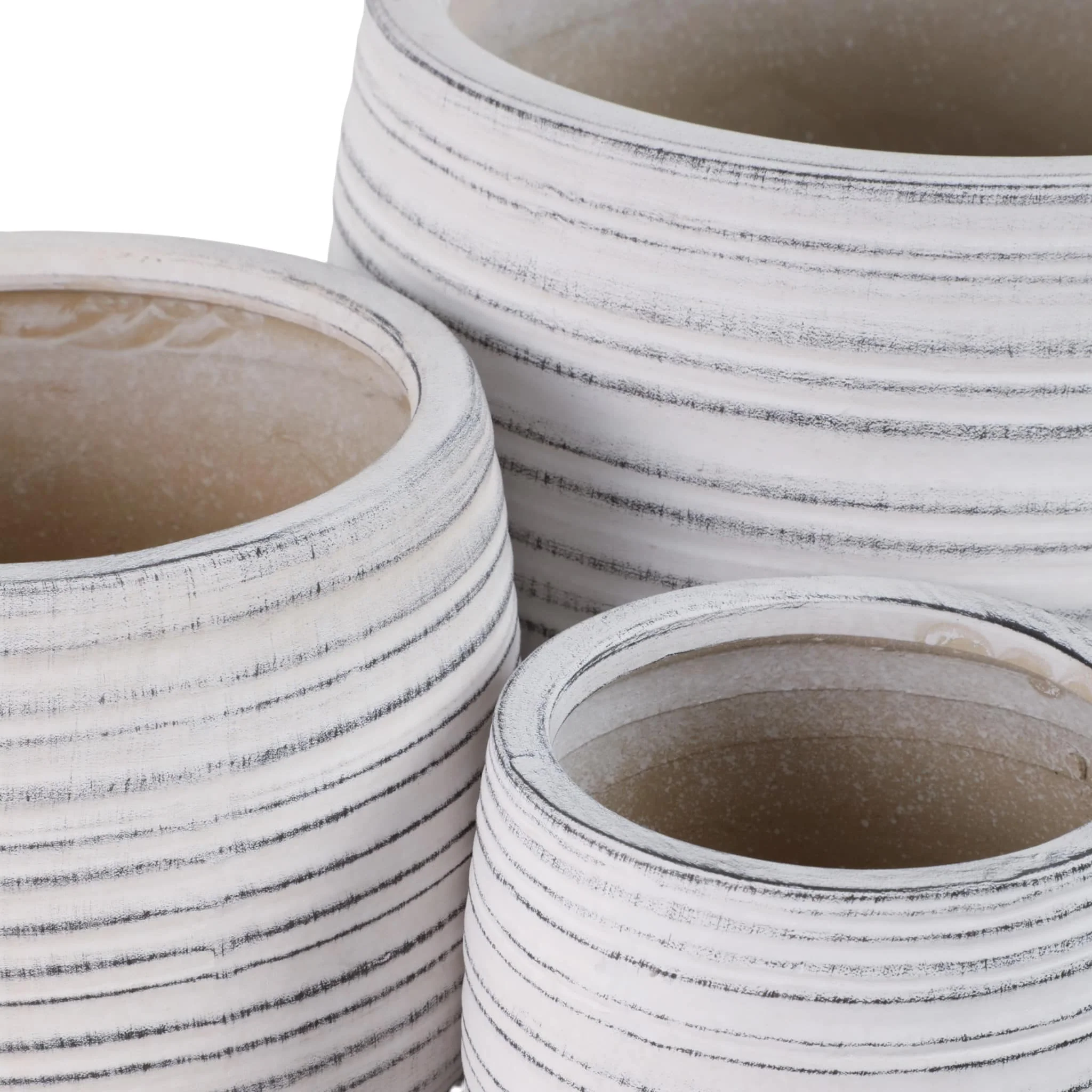 S/3 6/9/11" Ribbed Planters, White - Image 6