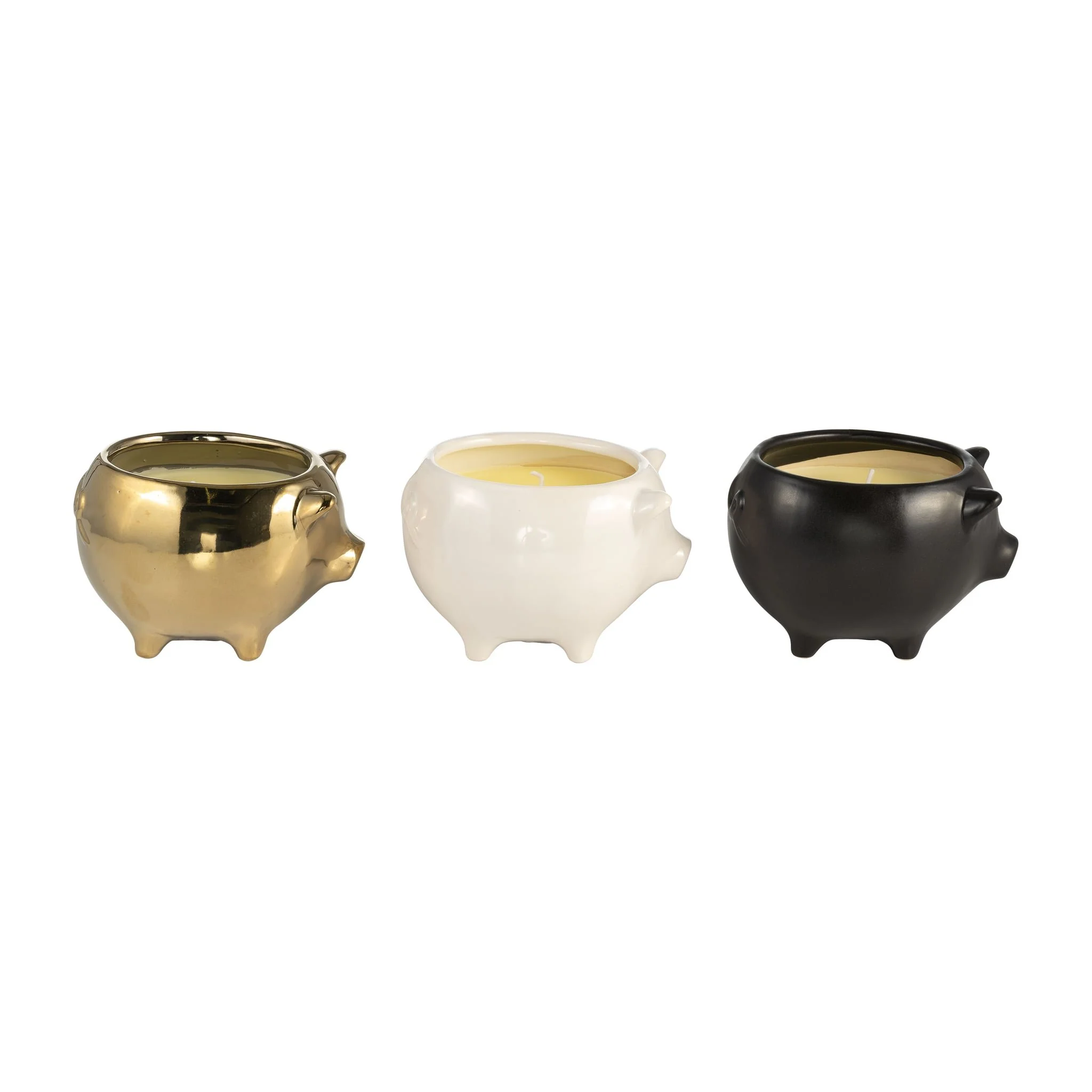 S/3 7" 9 Oz Vanilla Sandalwood Pig Candle, Multi - Image 2