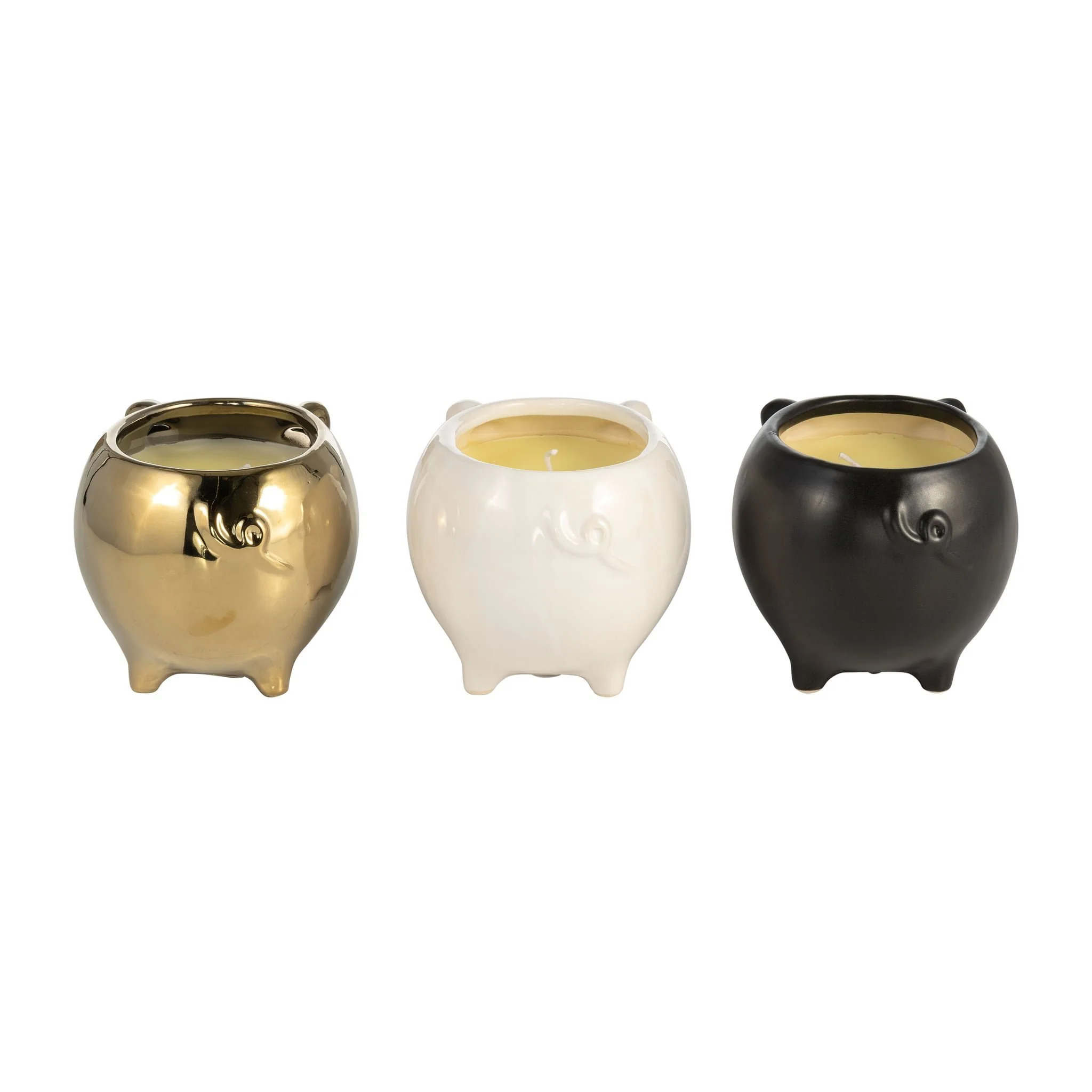 S/3 7" 9 Oz Vanilla Sandalwood Pig Candle, Multi - Image 4
