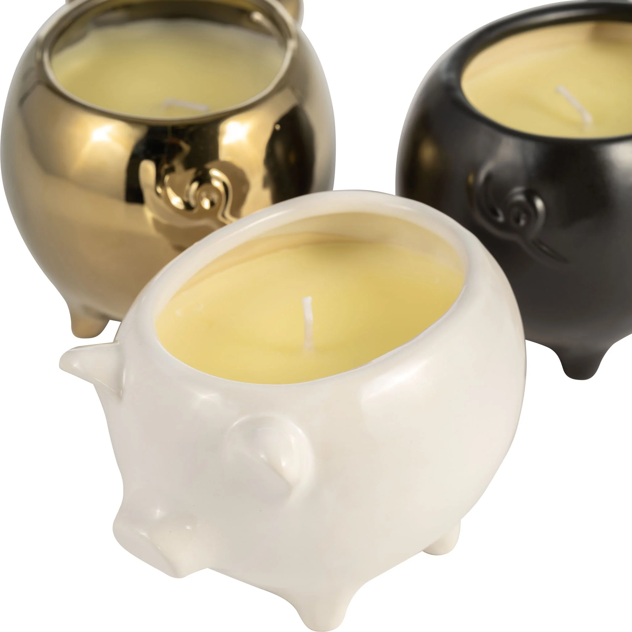 S/3 7" 9 Oz Vanilla Sandalwood Pig Candle, Multi - Image 5