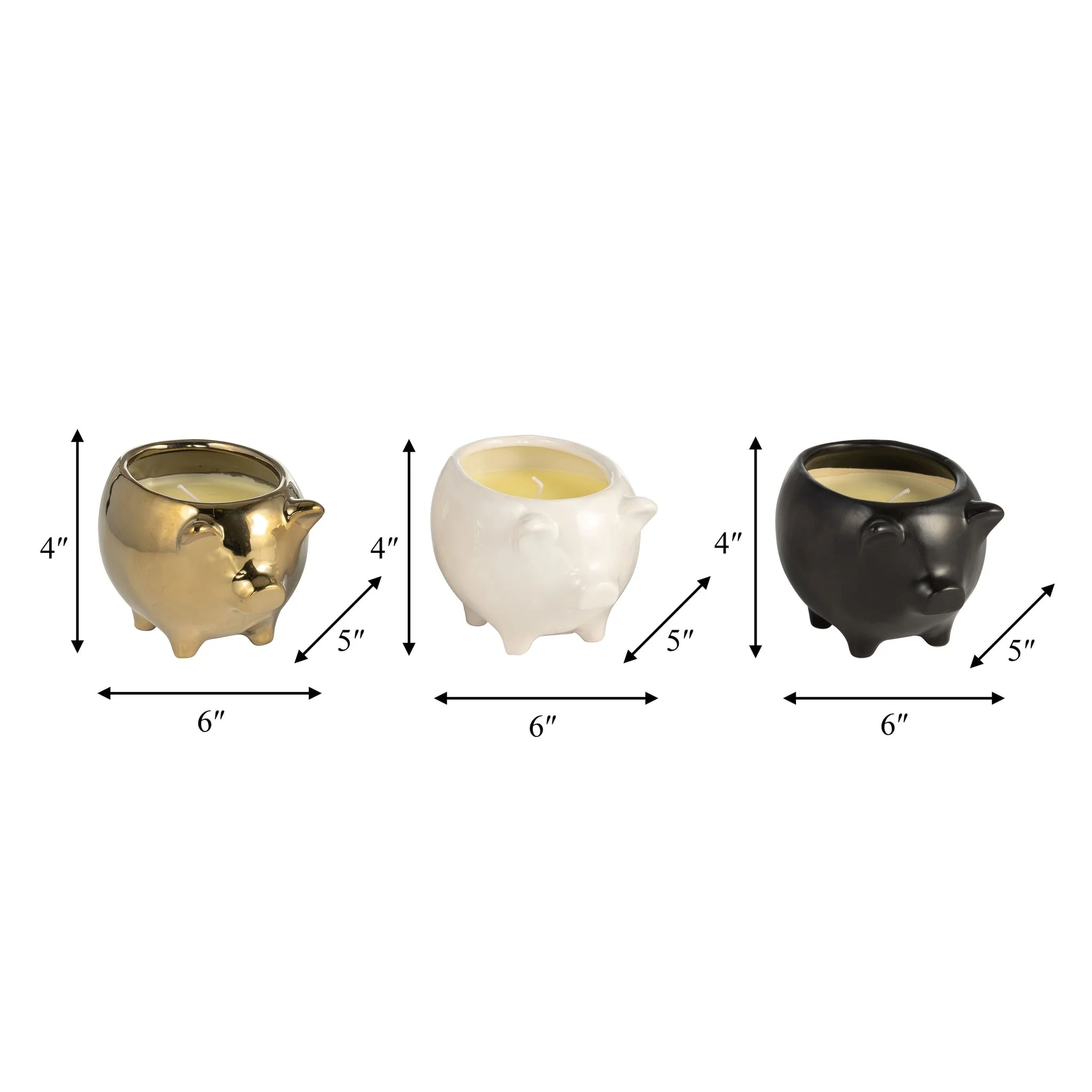 S/3 7" 9 Oz Vanilla Sandalwood Pig Candle, Multi - Image 8