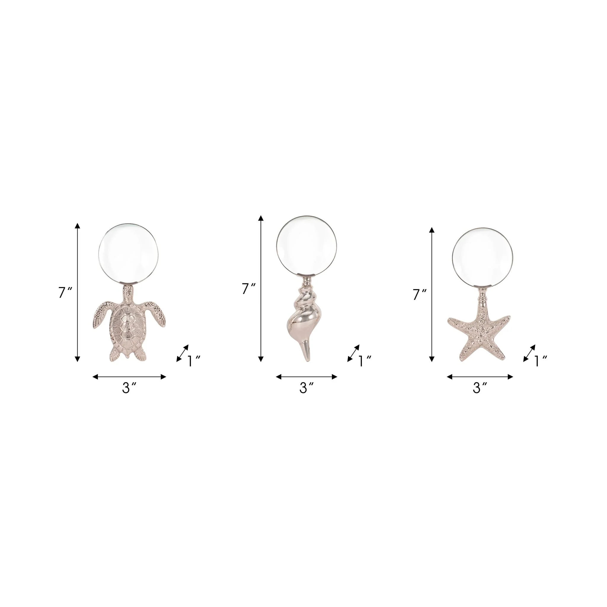 S/3 7" Coastal Icons Magnifying Glasses, Silver - Image 7
