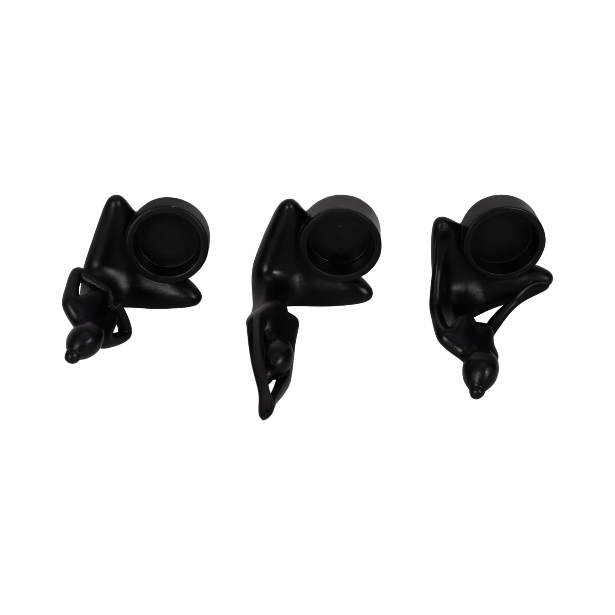 S/3, 7"h Resin Yoga Women Tealight Holder, Bk - Image 7