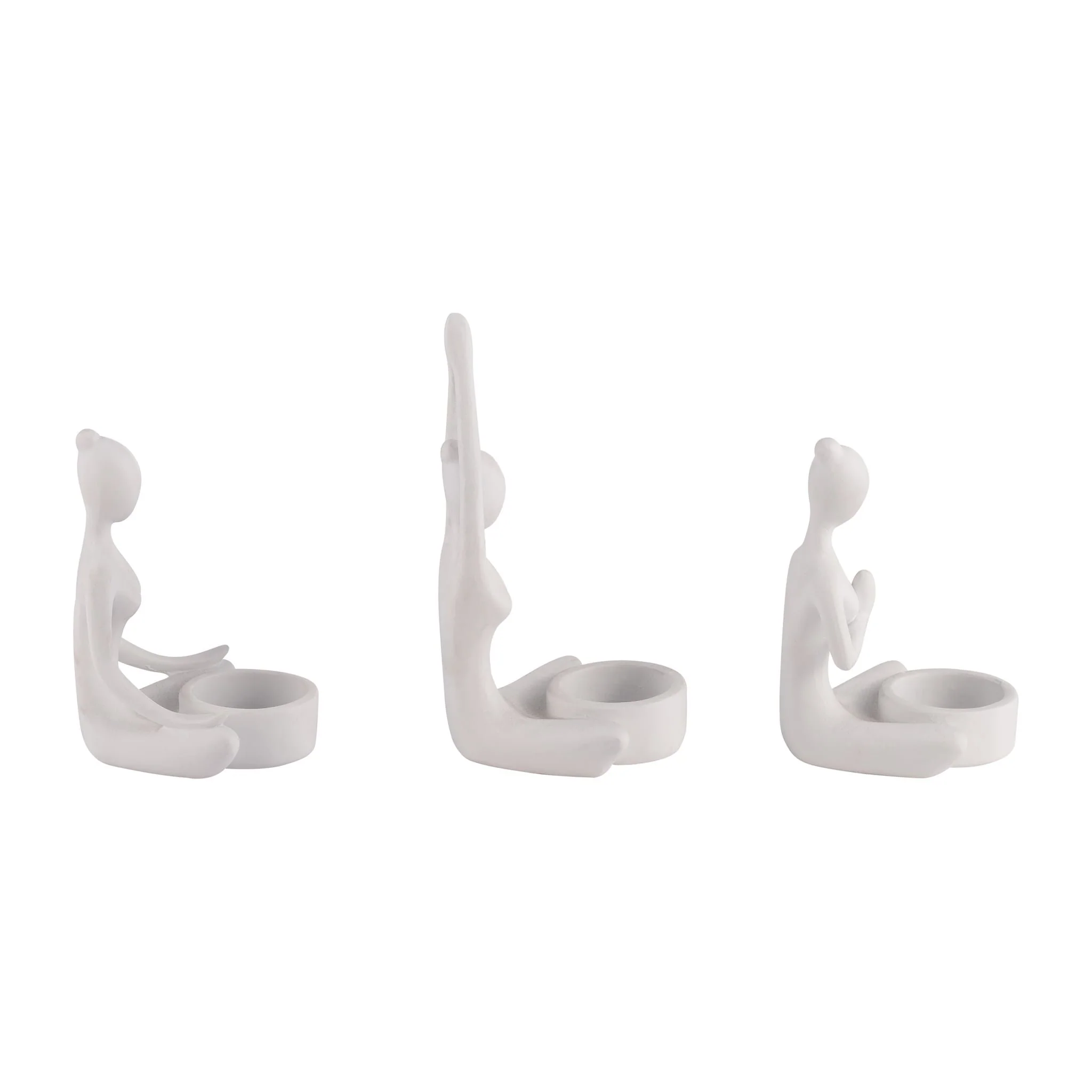 S/3, 7"h Resin Yoga Women Tealight Holder, Wt - Image 2