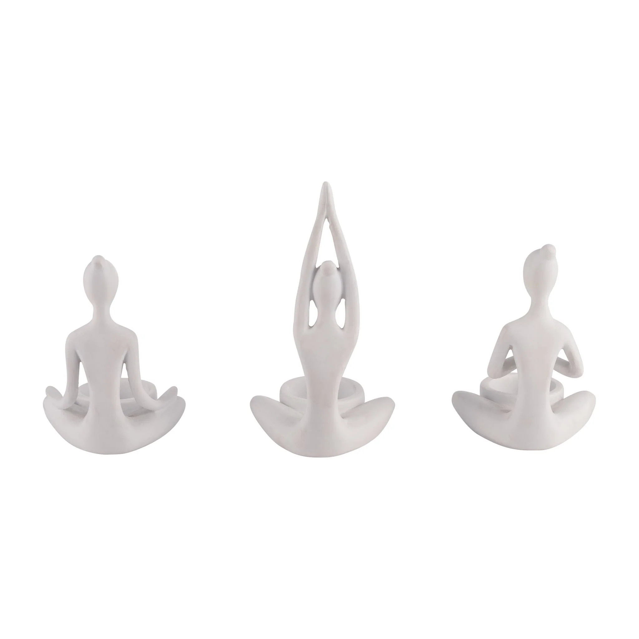 S/3, 7"h Resin Yoga Women Tealight Holder, Wt - Image 3