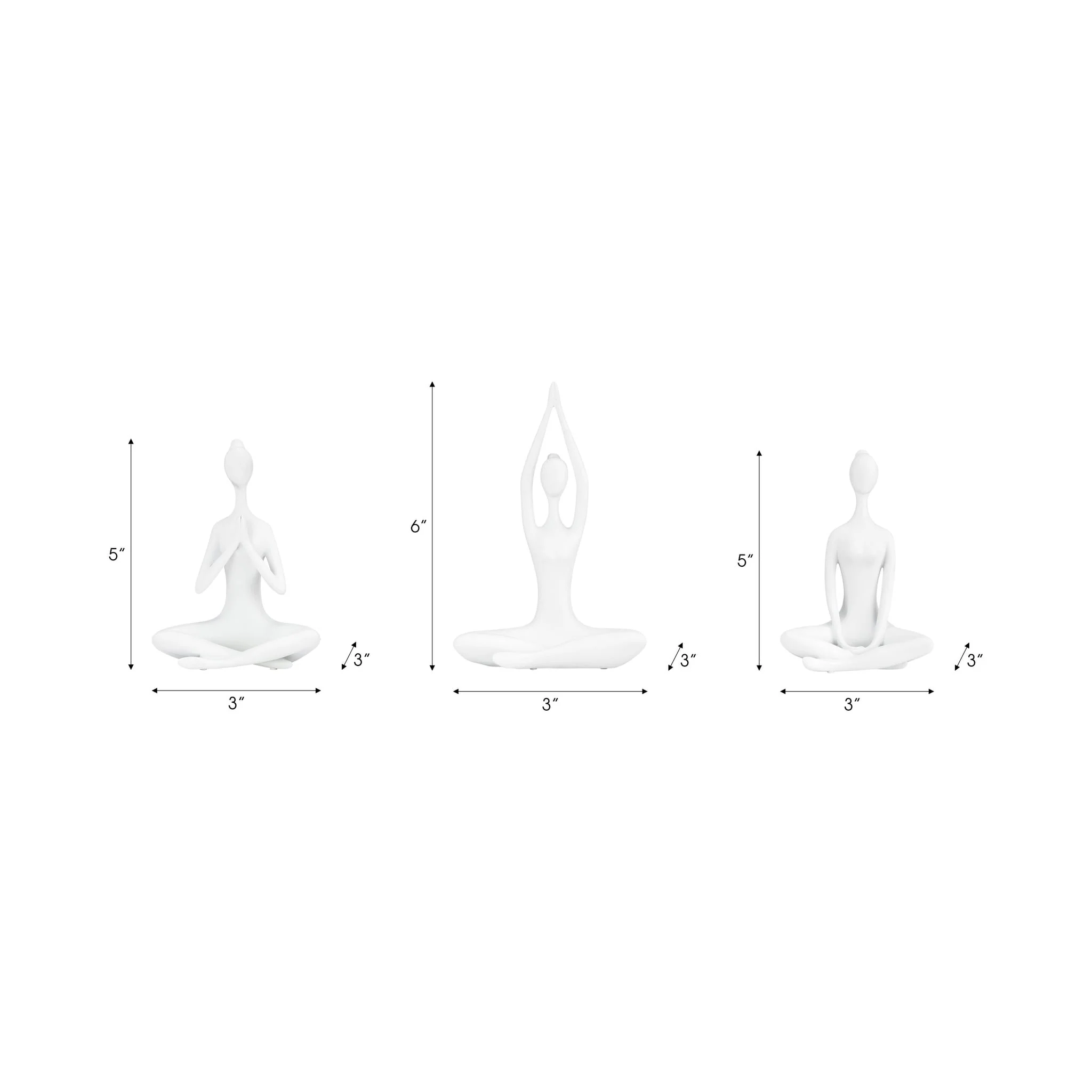 S/3, 7"h Resin Yoga Women Tealight Holder, Wt - Image 7