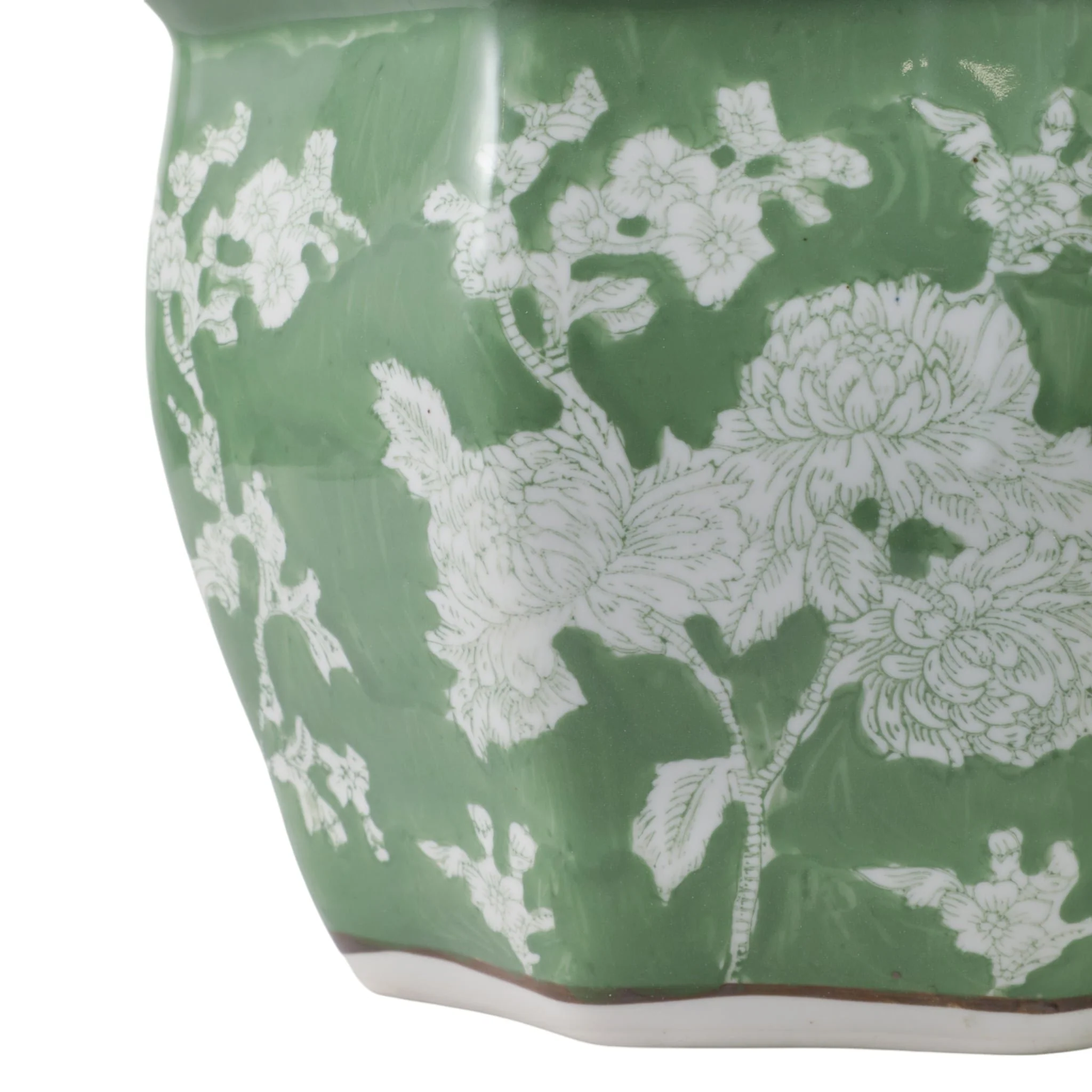 S/3 8/10/12"green/wht Floral Planters - Image 4