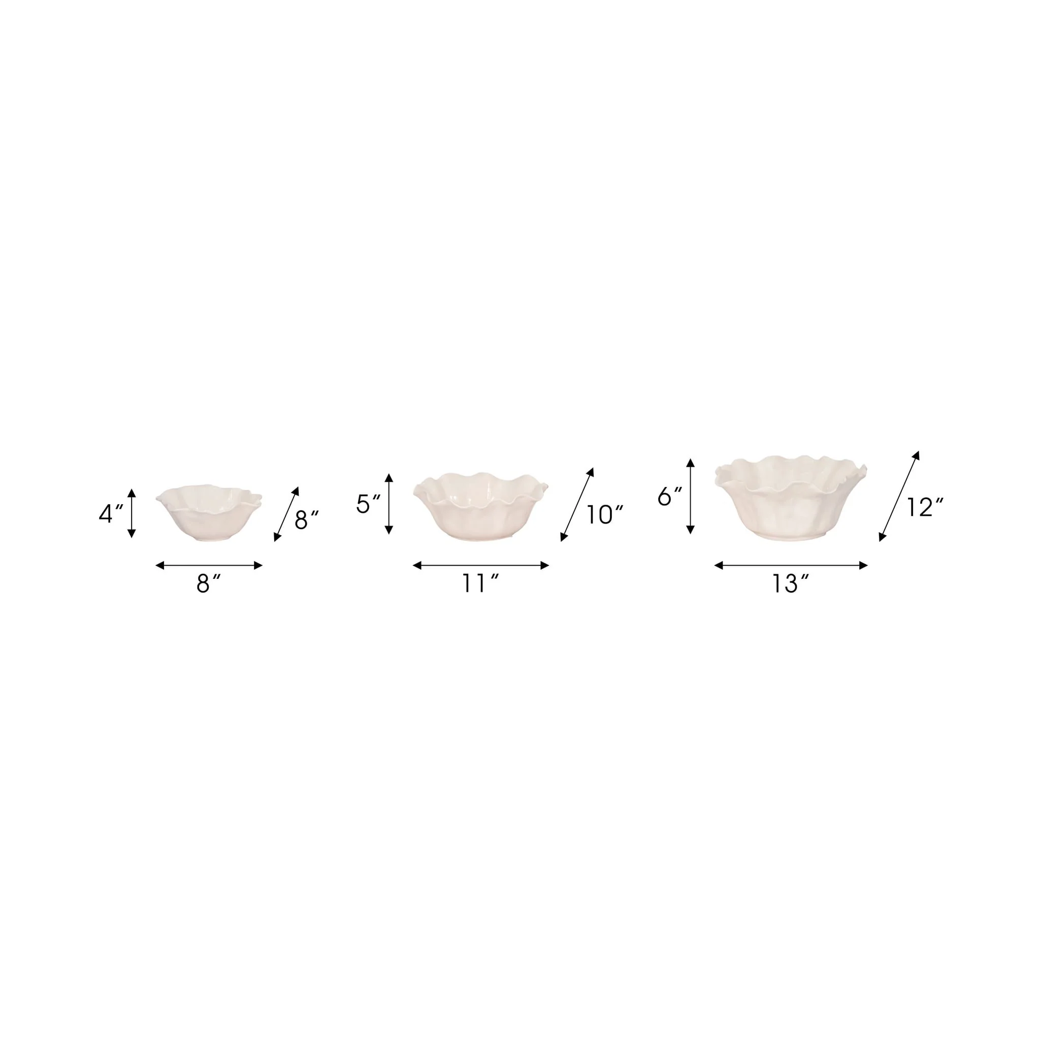 S/3 8/11/13" Petal Bowls, Ivory - Image 7