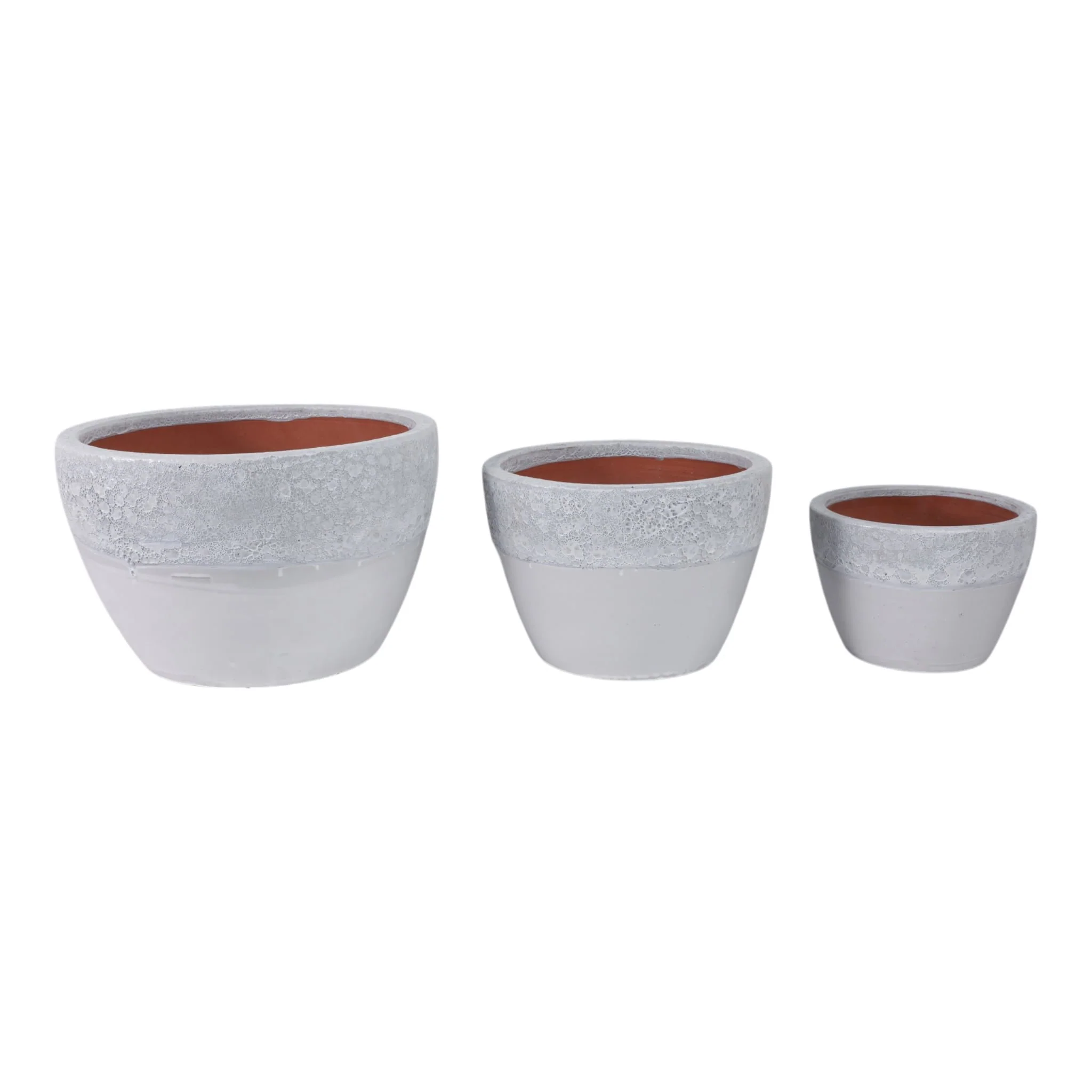 S/3 8/11/15" Lava & Glazed Ombre Planters, Ivory - Image 3