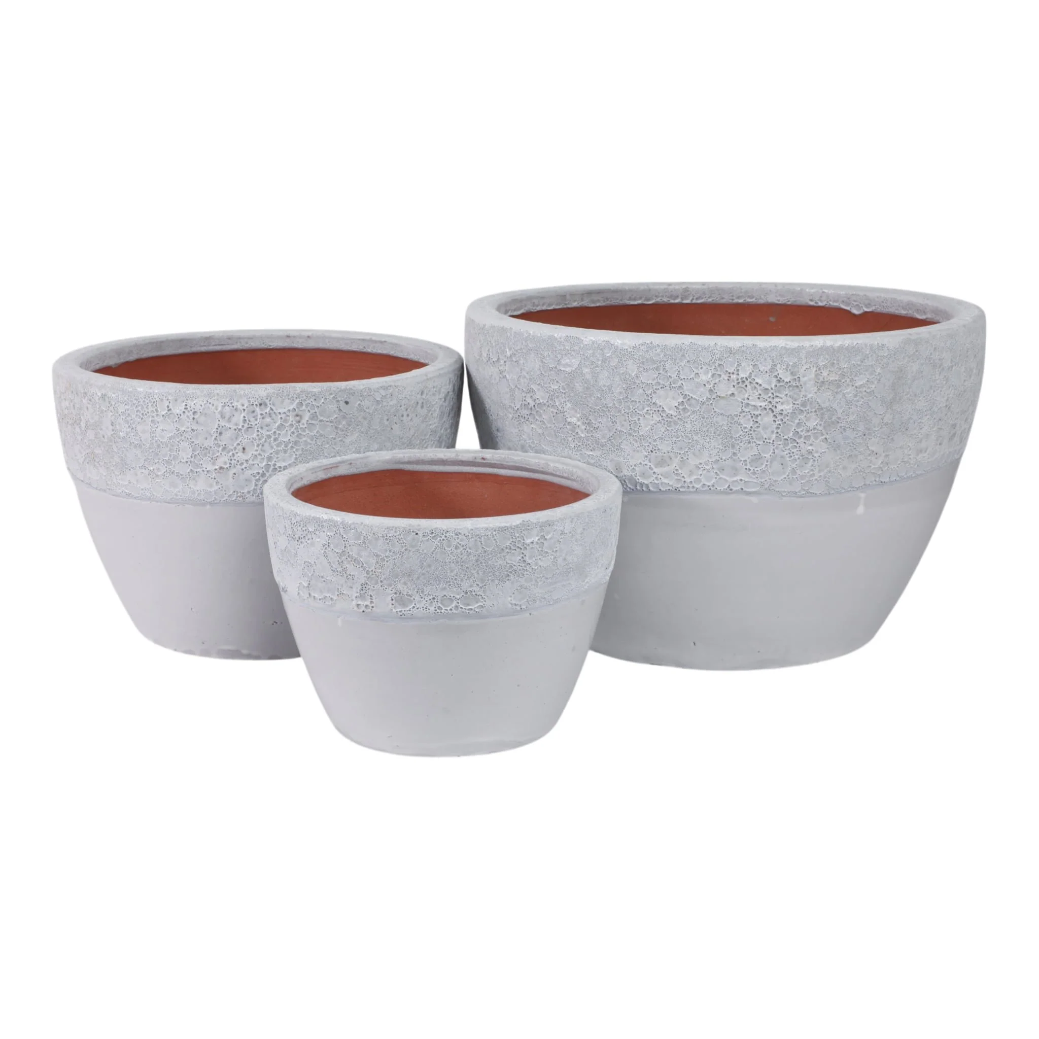 S/3 8/11/15" Lava & Glazed Ombre Planters, Ivory - Image 5