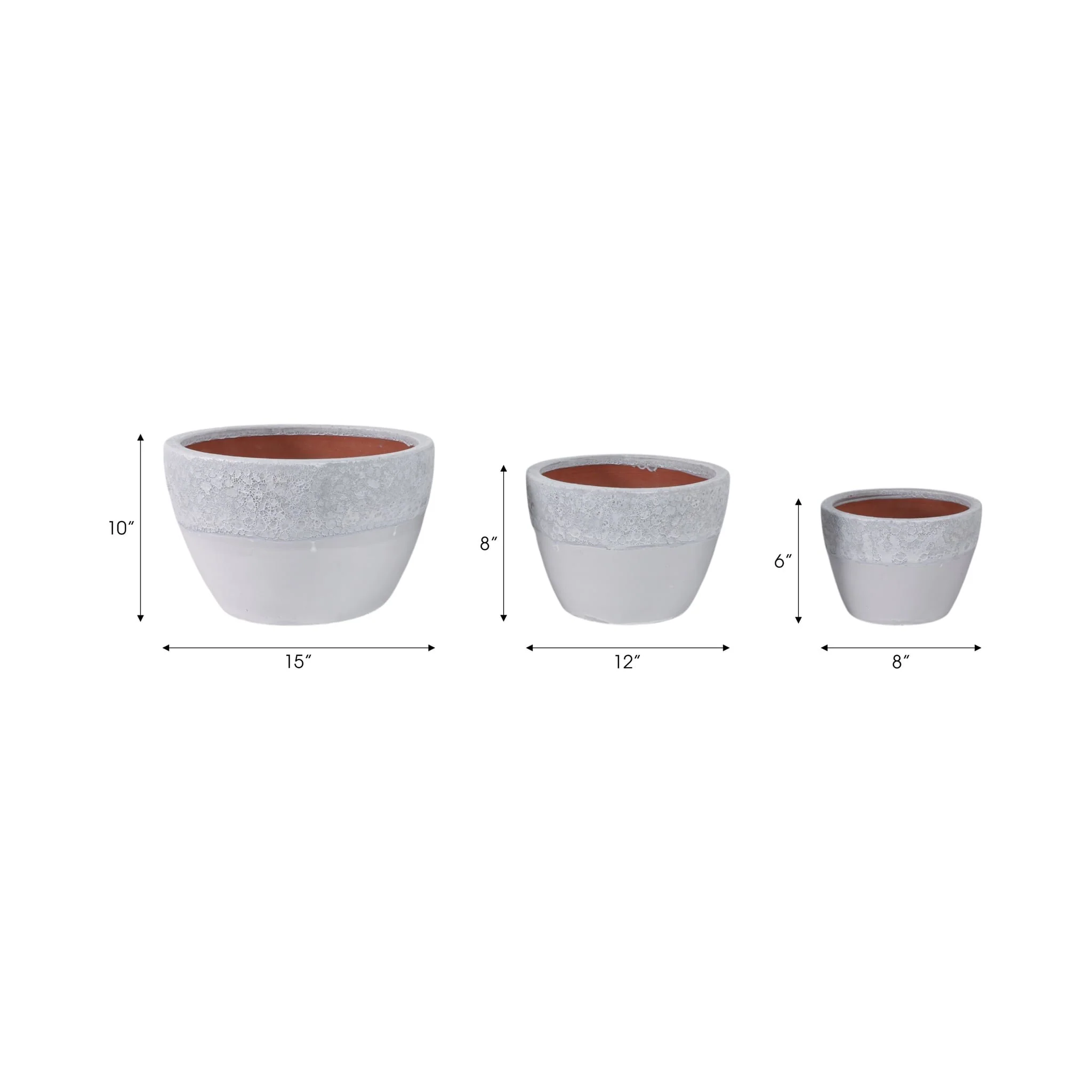 S/3 8/11/15" Lava & Glazed Ombre Planters, Ivory - Image 9