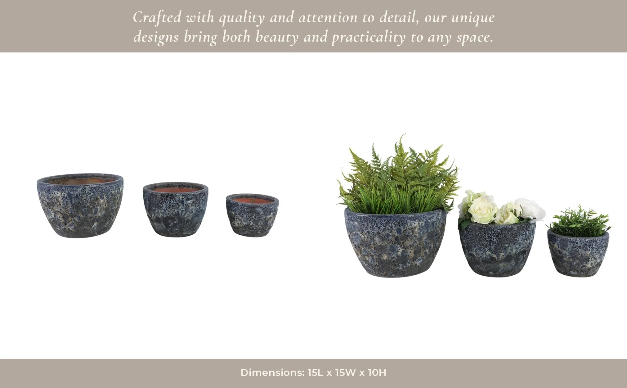 S/3 8/11/15" Lava Planters, Blue - Image 13