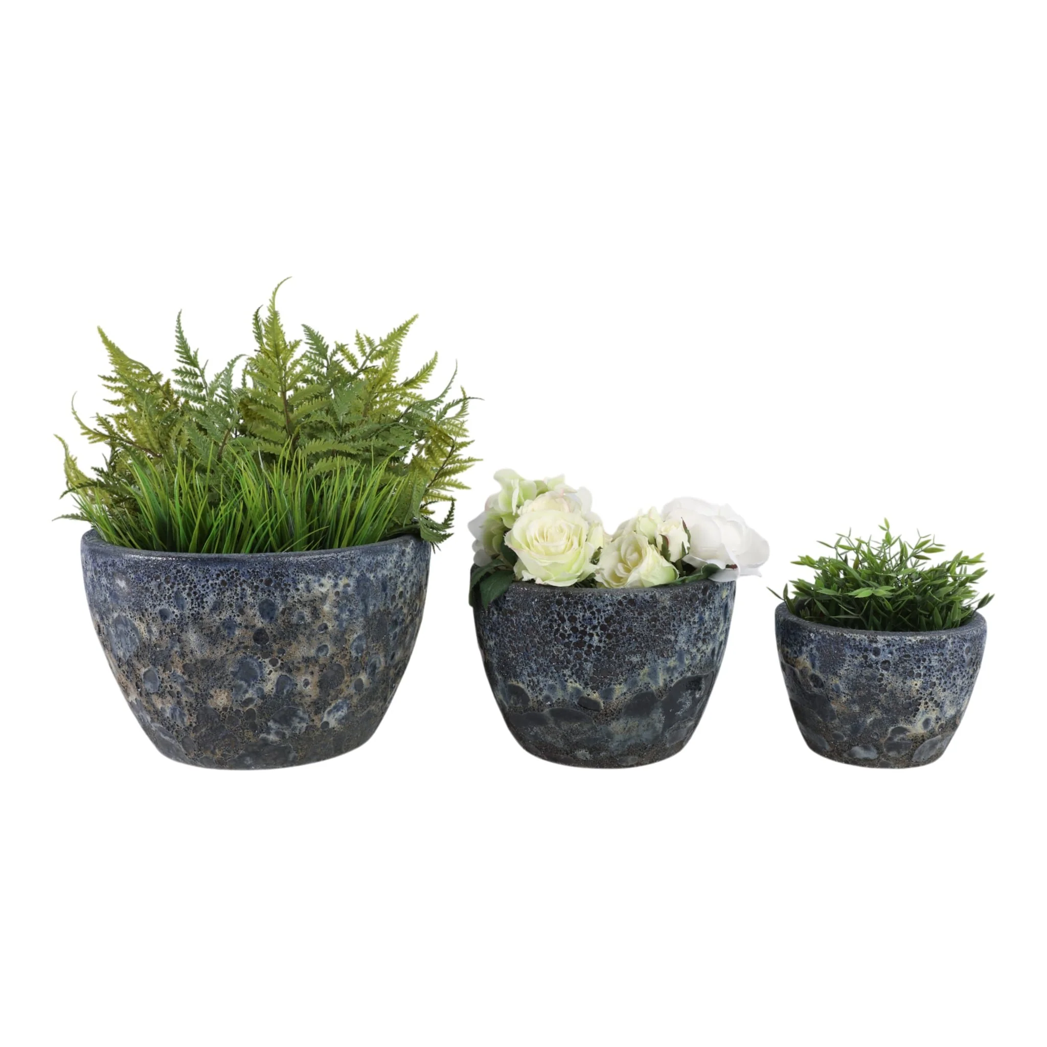 S/3 8/11/15" Lava Planters, Blue - Image 2