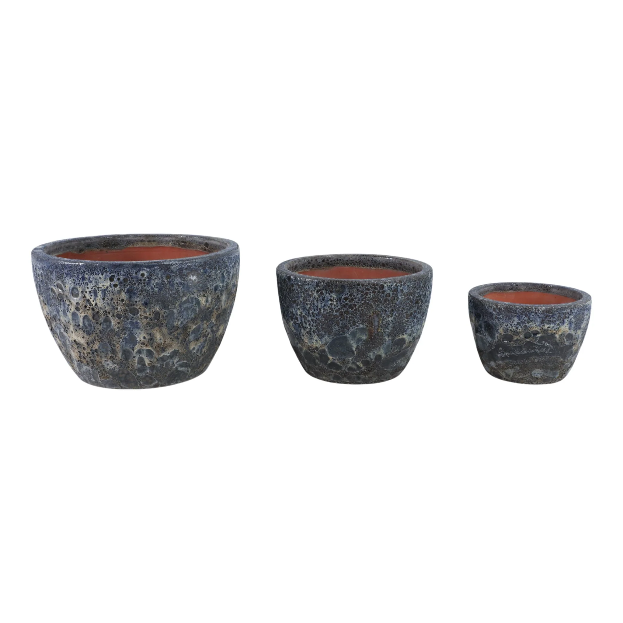 S/3 8/11/15" Lava Planters, Blue - Image 3