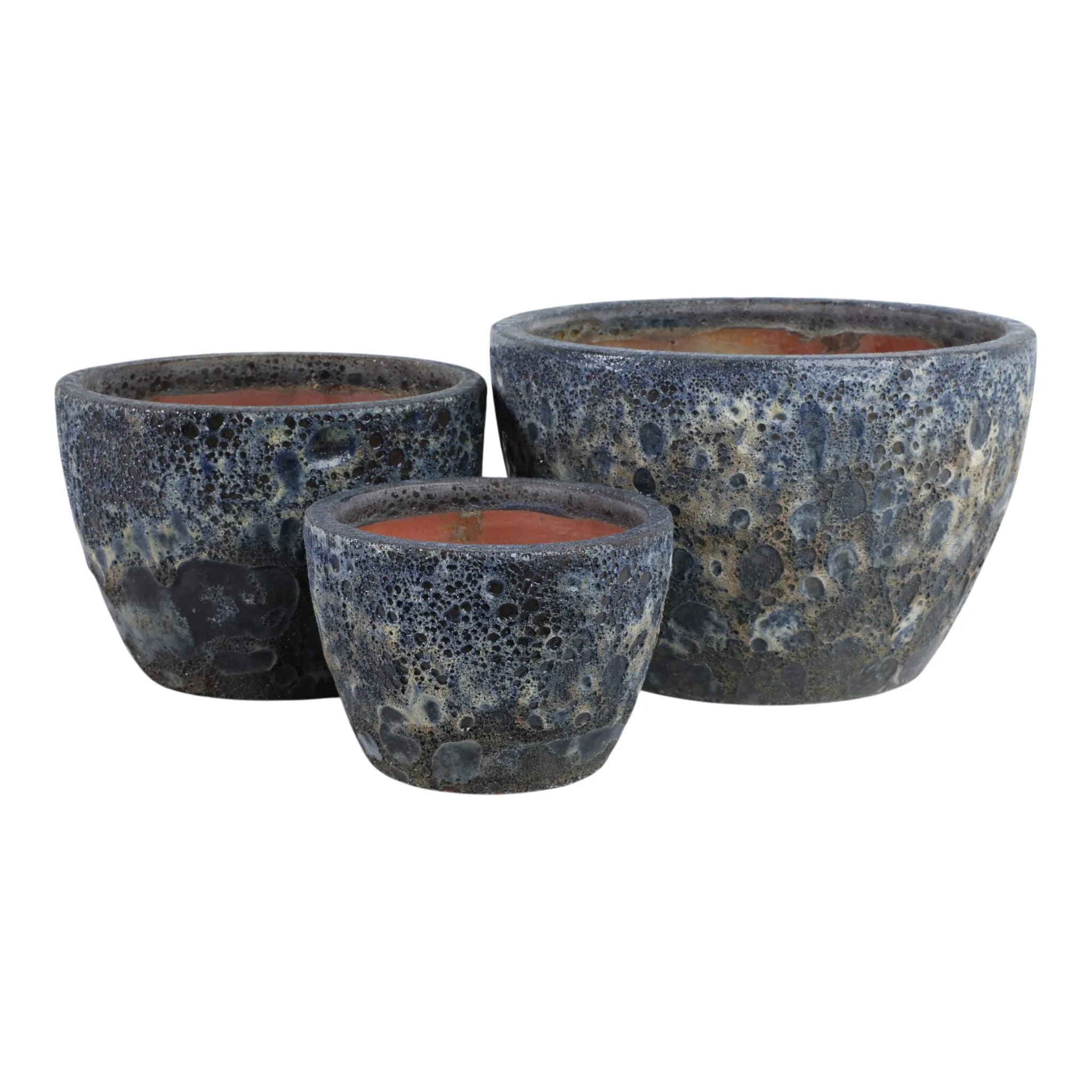S/3 8/11/15" Lava Planters, Blue - Image 5