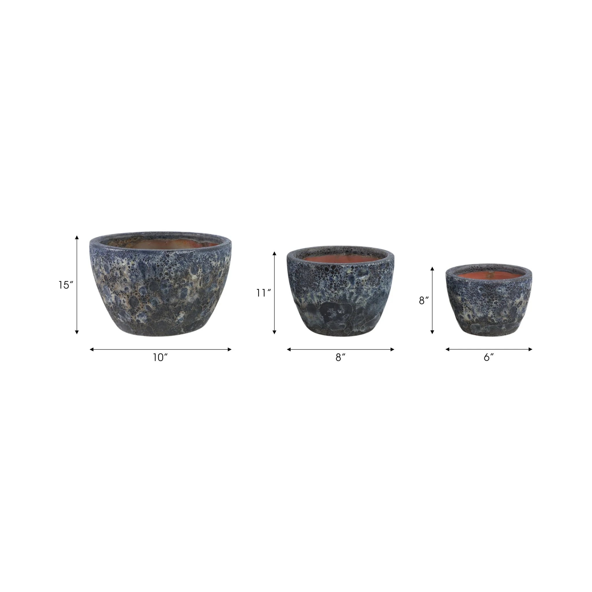 S/3 8/11/15" Lava Planters, Blue - Image 9