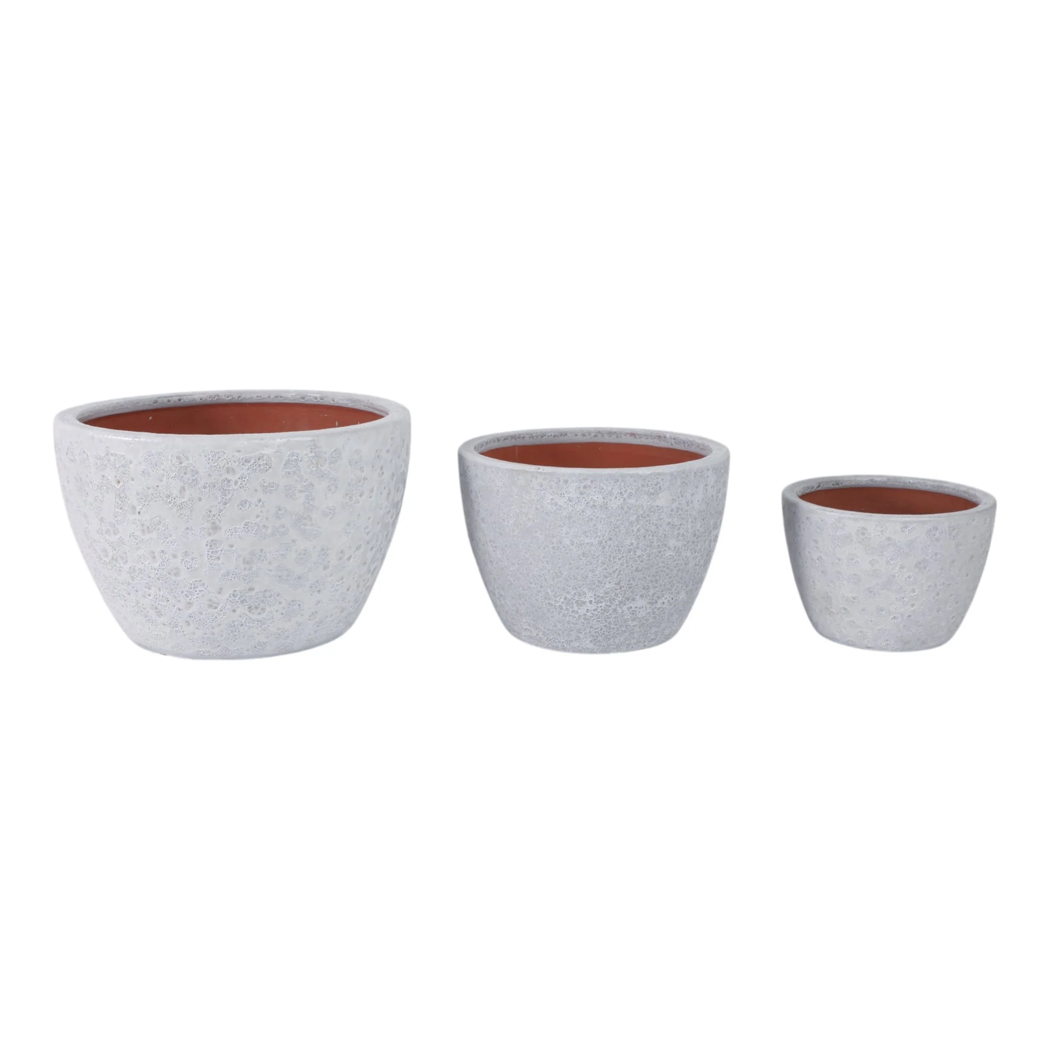 S/3 8/11/15" Lava Planters, White - Image 2