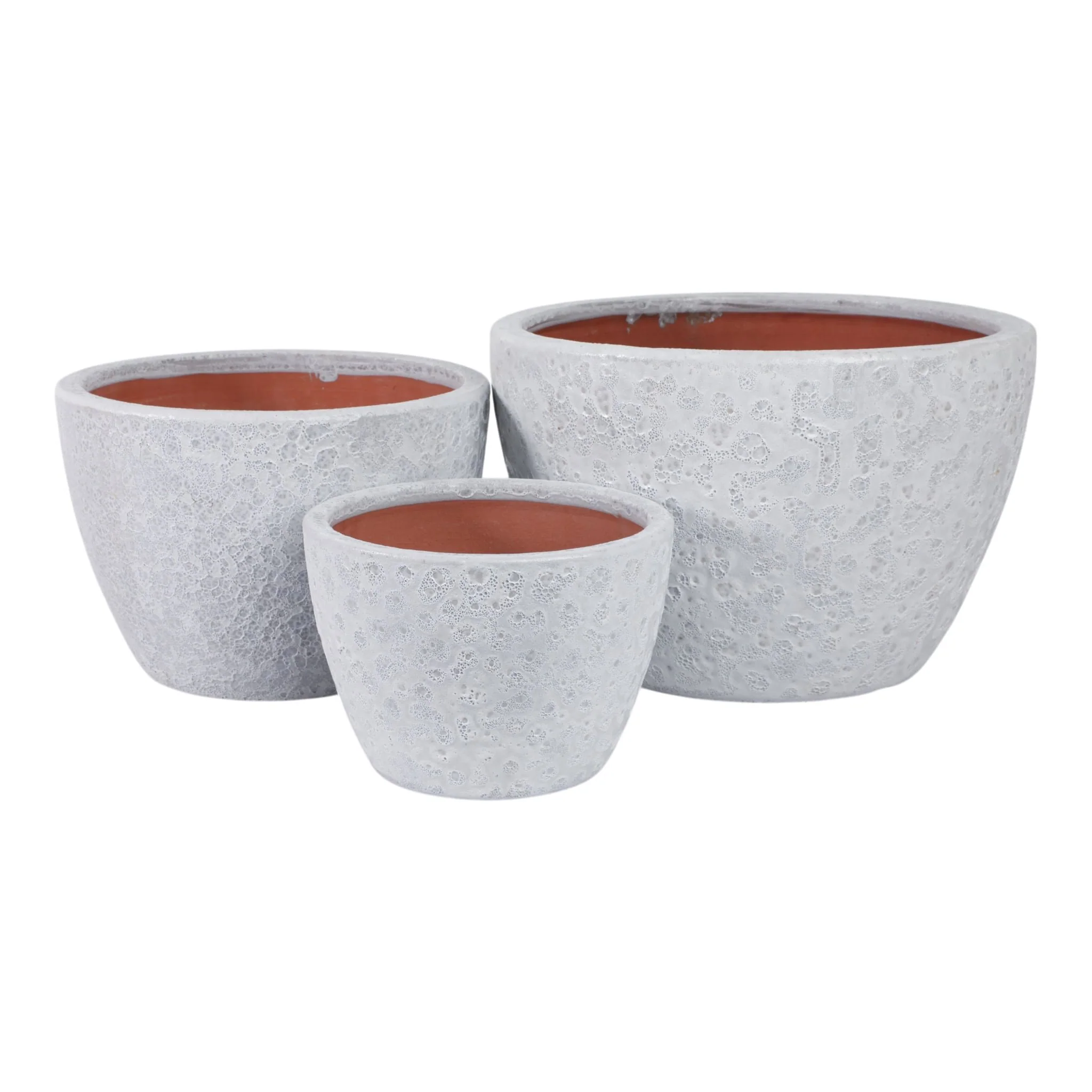 S/3 8/11/15" Lava Planters, White - Image 4
