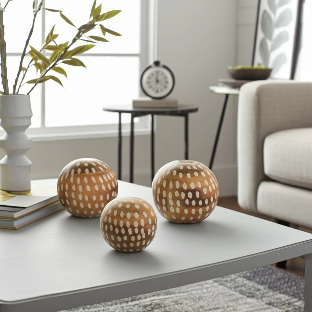 S/3 8/6/5" Mango Wood Decorative Ball, Natural - Image 3