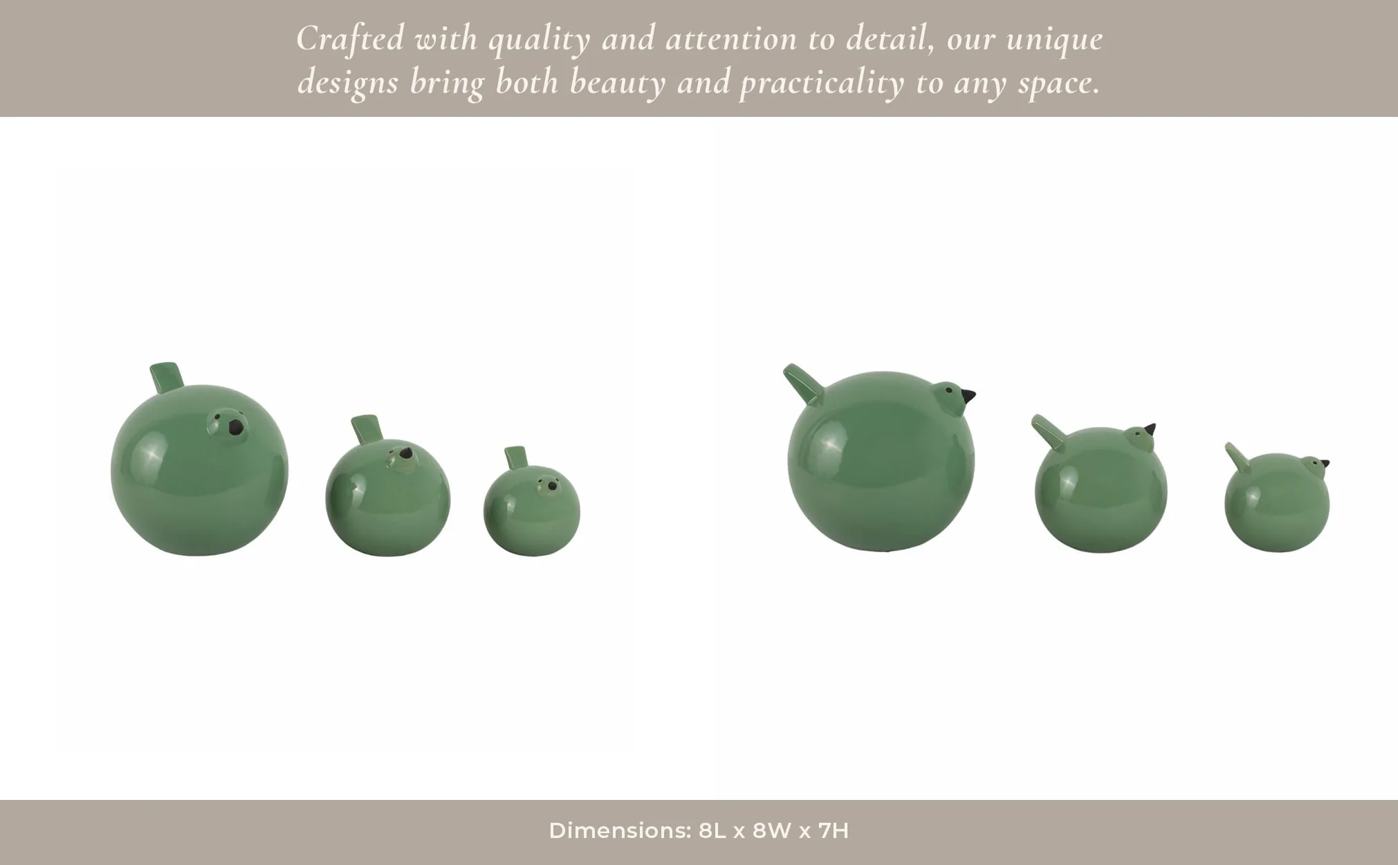 S/3 8" Birds, Dark Sage Green - Image 11