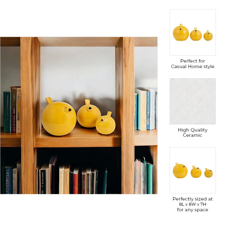 S/3 8" Birds , Yellow - Image 9