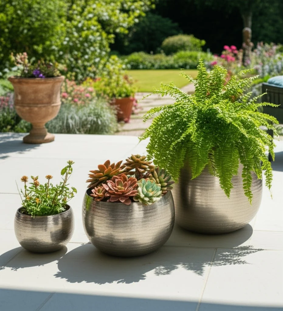 S/3 9/12/14" Hammered Metal Planters, Silver - Image 10