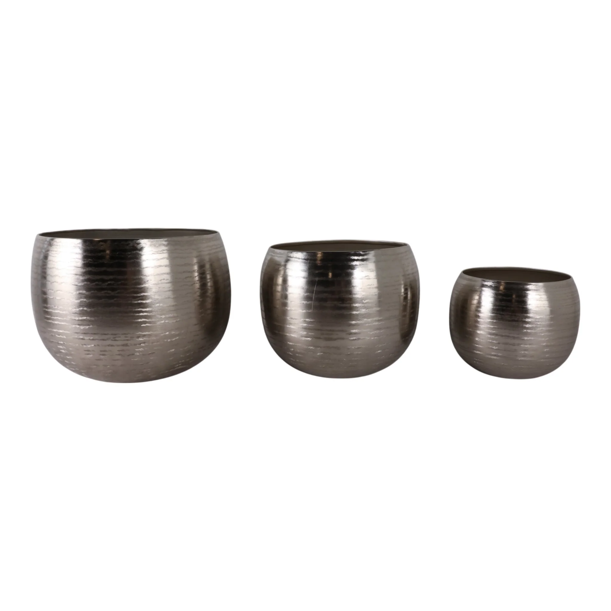 S/3 9/12/14" Hammered Metal Planters, Silver - Image 3