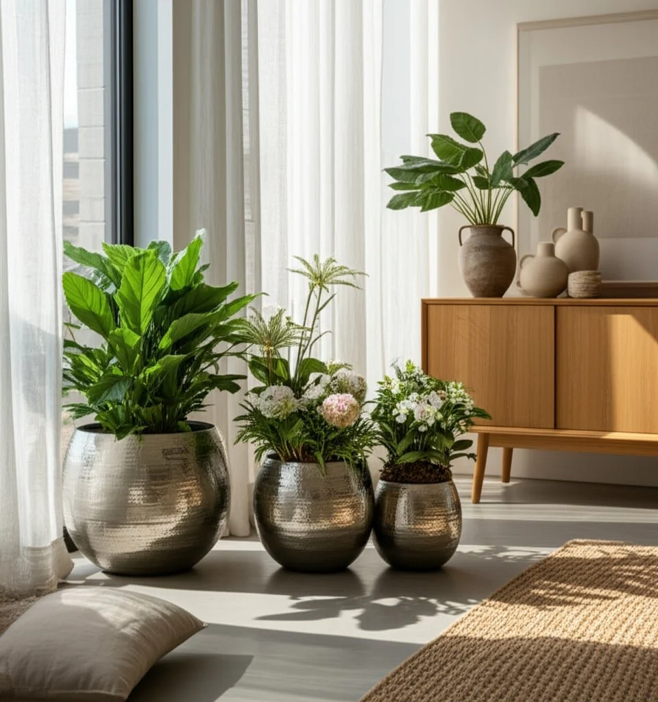 S/3 9/12/14" Hammered Metal Planters, Silver - Image 9