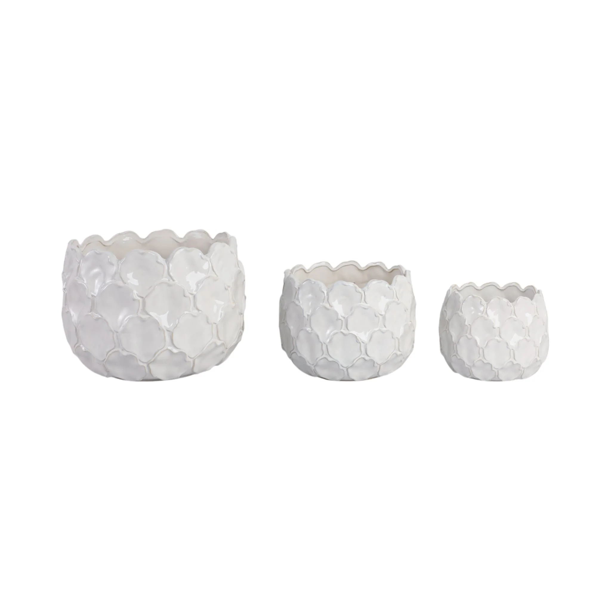S/3 9/12/15" Cloudy Petal Planters, White - Image 2