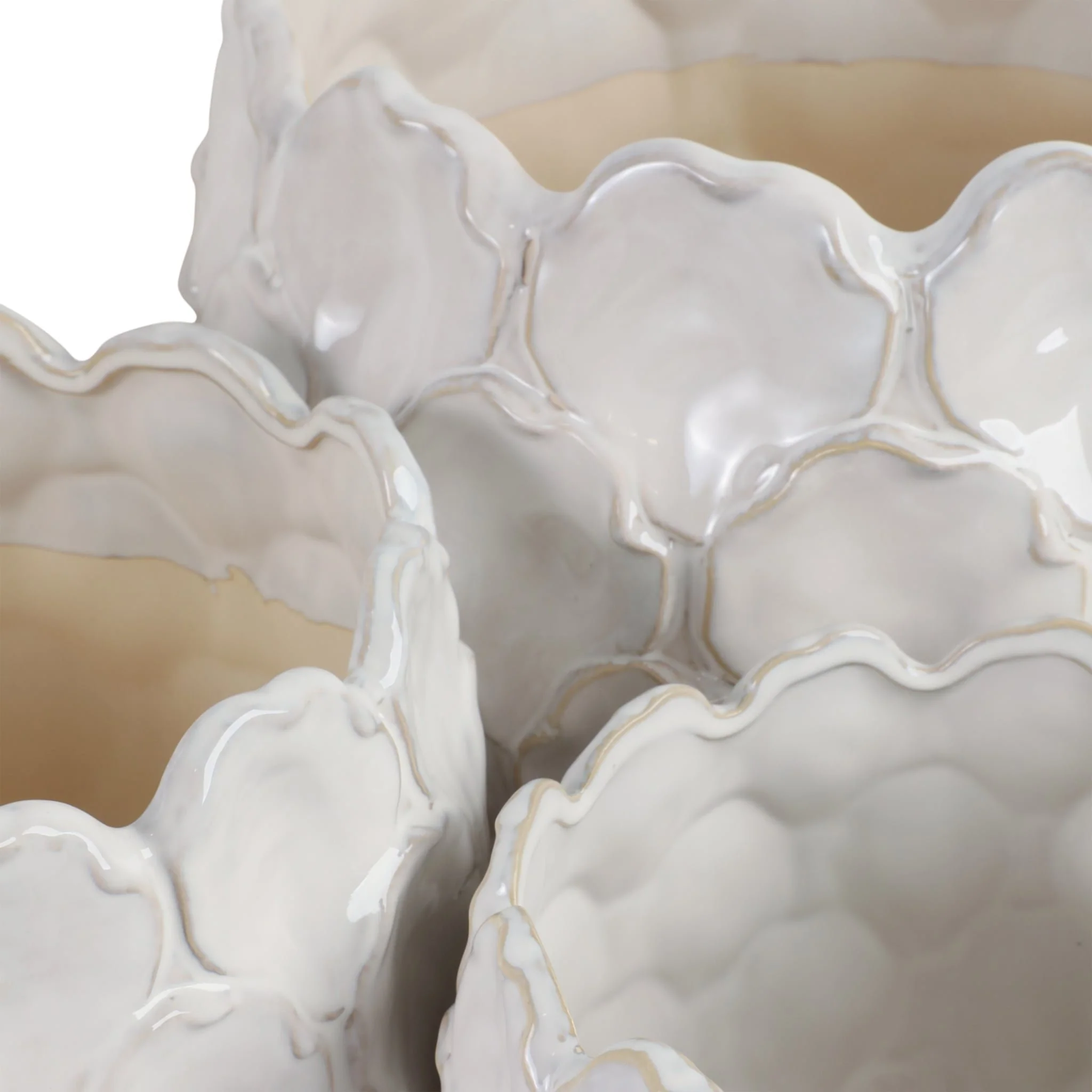 S/3 9/12/15" Cloudy Petal Planters, White - Image 5
