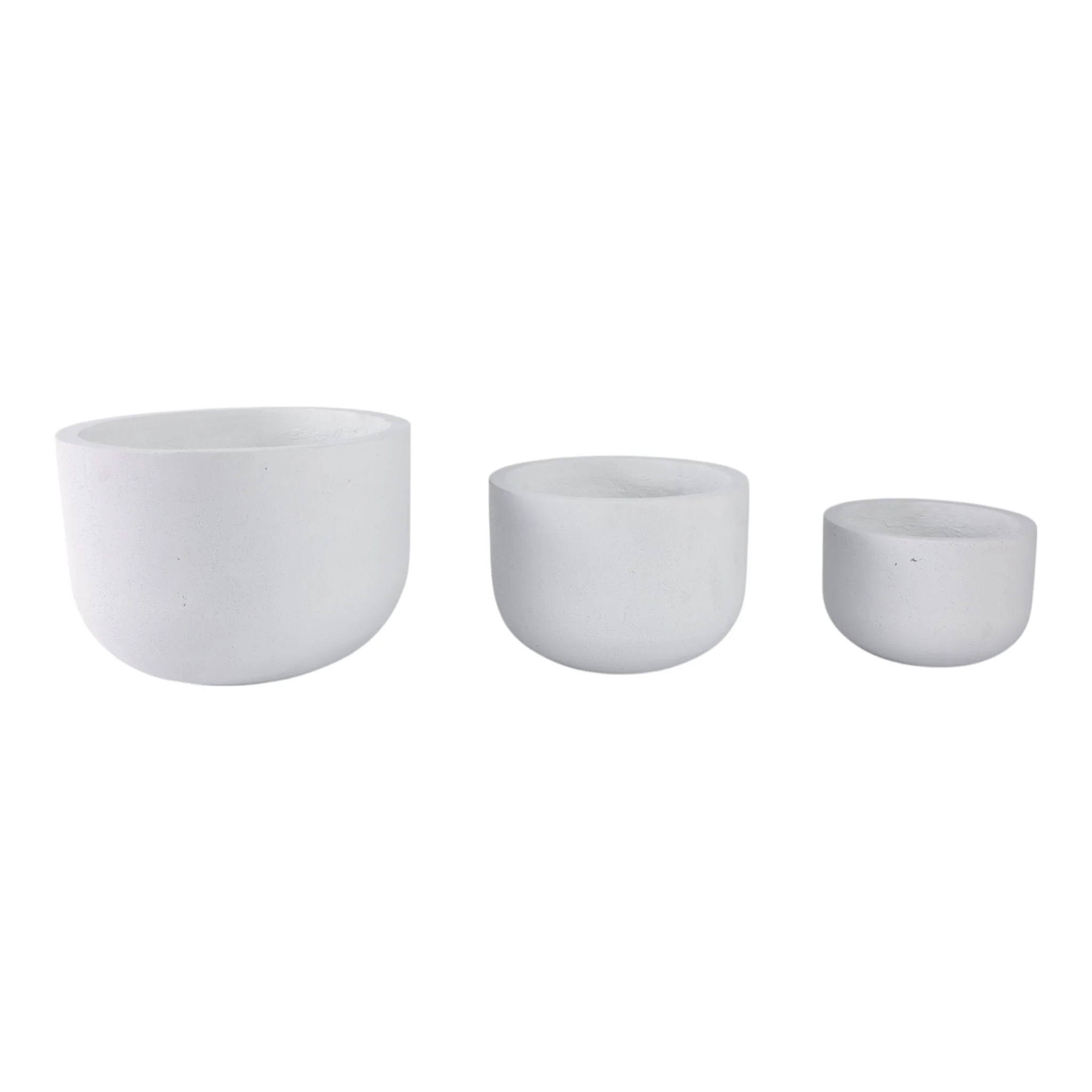 S/3 9/12/15" Rounded Cement Planters, White - Image 2