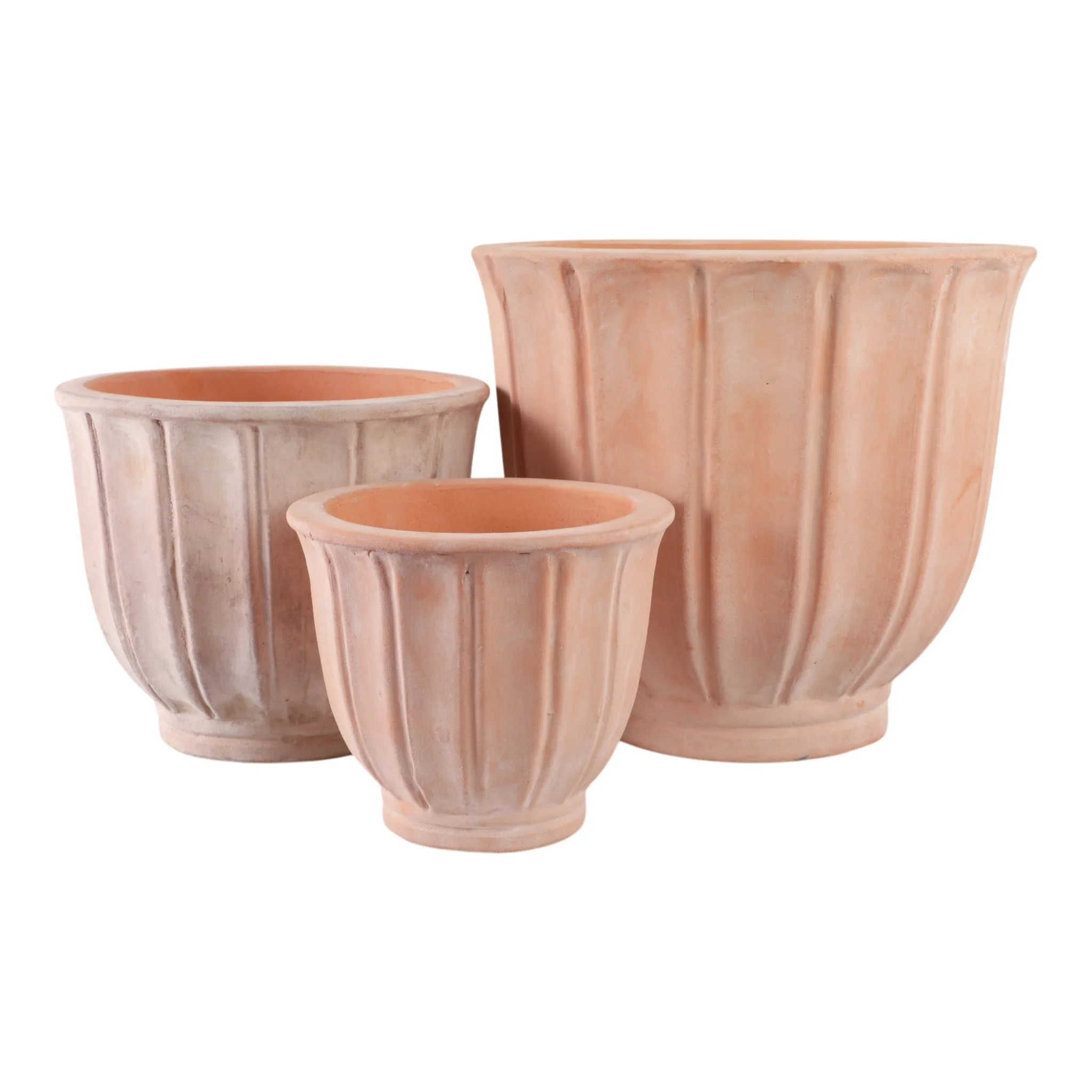 S/3 9/12/15" Terracotta Petal Planters, Natural - Image 5