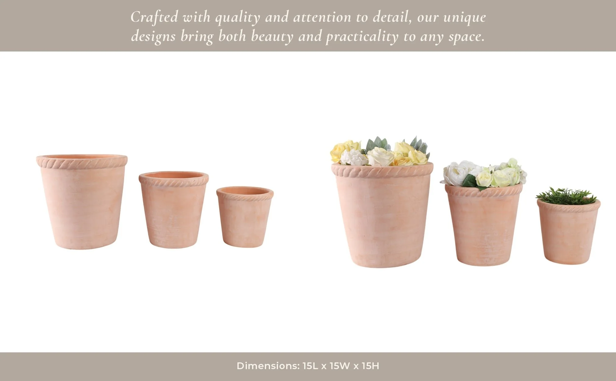 S/3 9/12/15" Terracotta Planters, Natural - Image 9