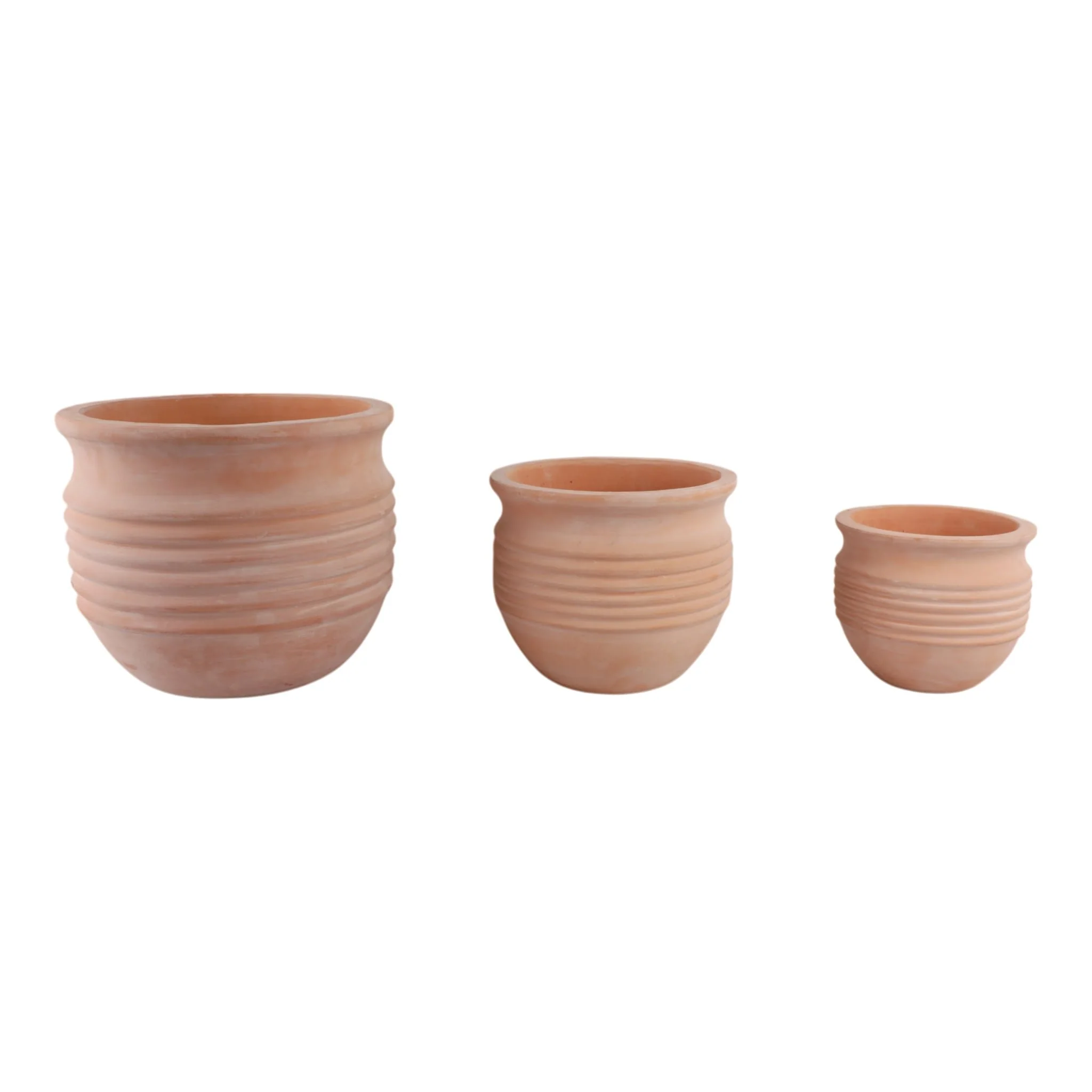 S/3 9/12/15" Terracotta Ribbed Pots, Natural - Image 2