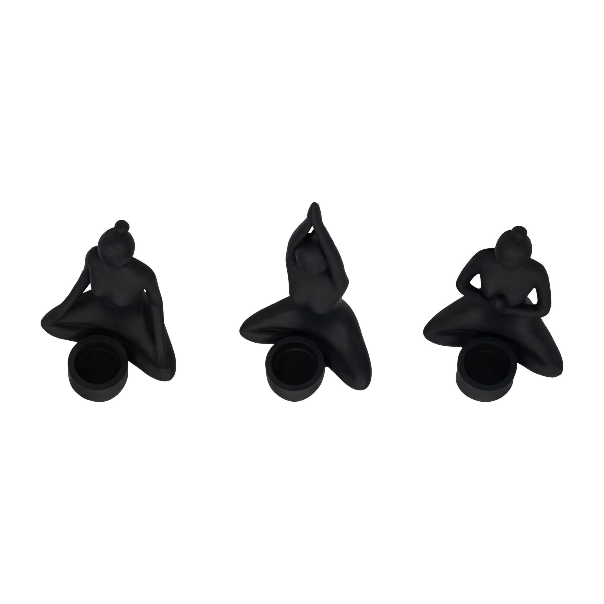 S/3 9" Resin Candle Holder,black - Image 7