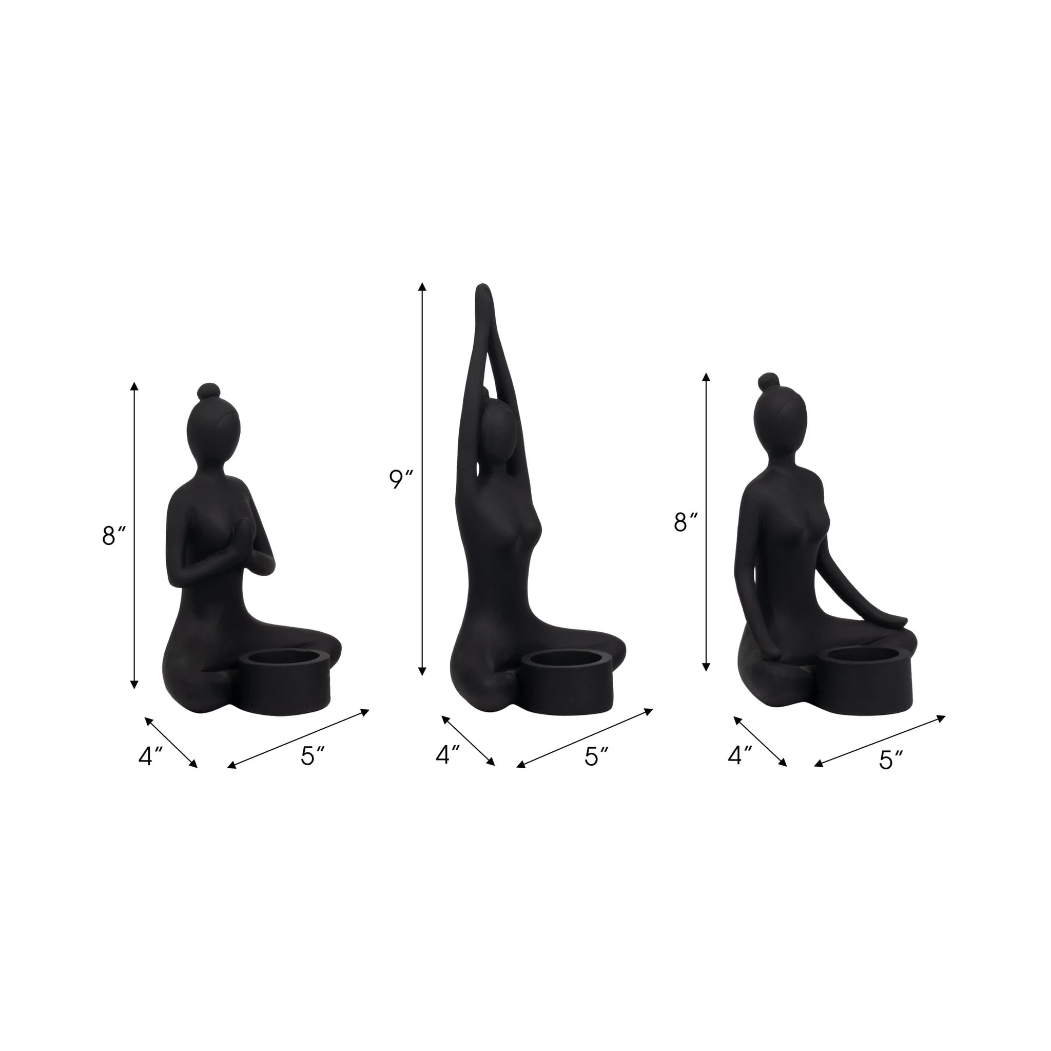 S/3 9" Resin Candle Holder,black - Image 9