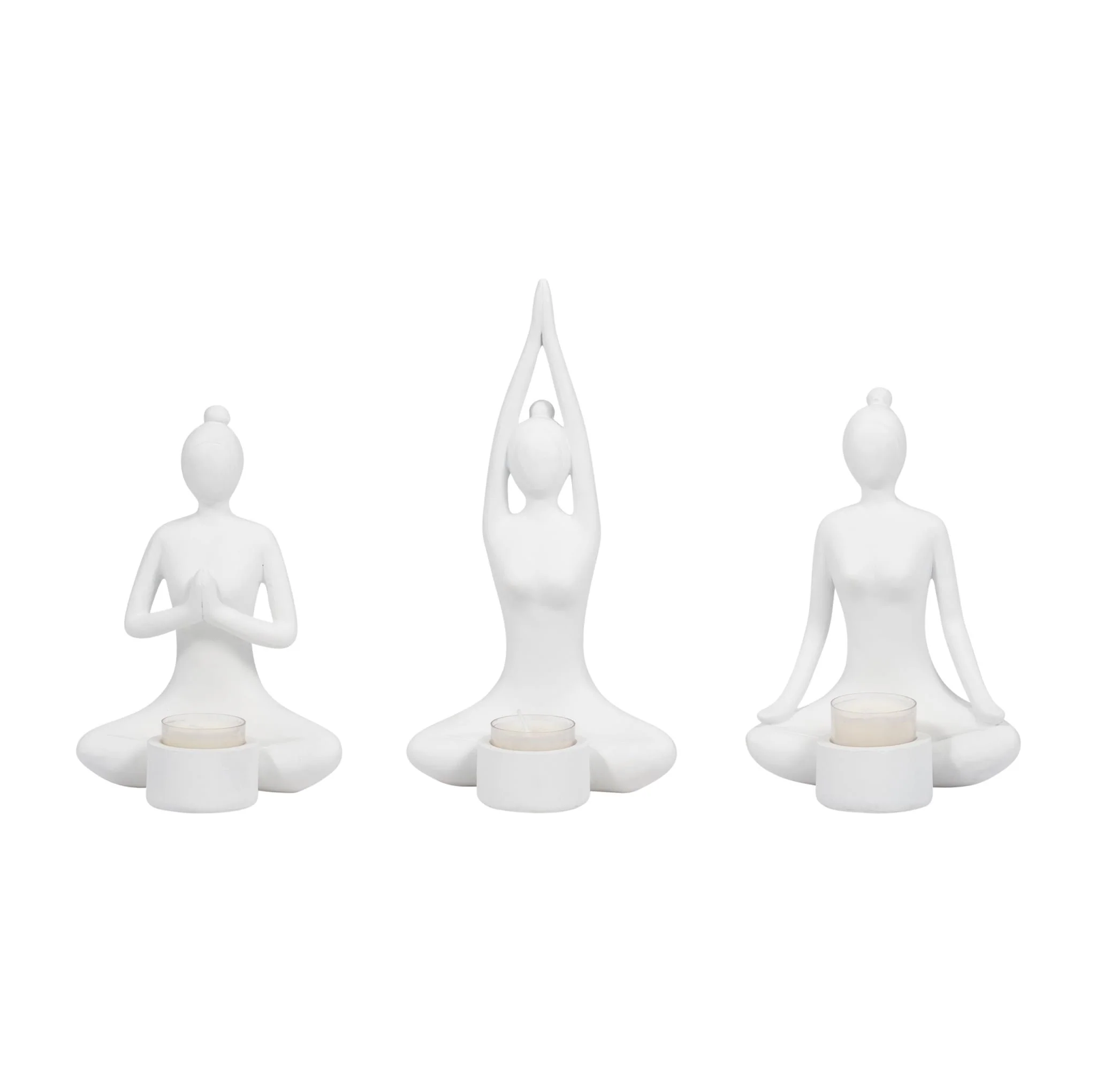 S/3 9" Resin Candle Holder,white - Image 2
